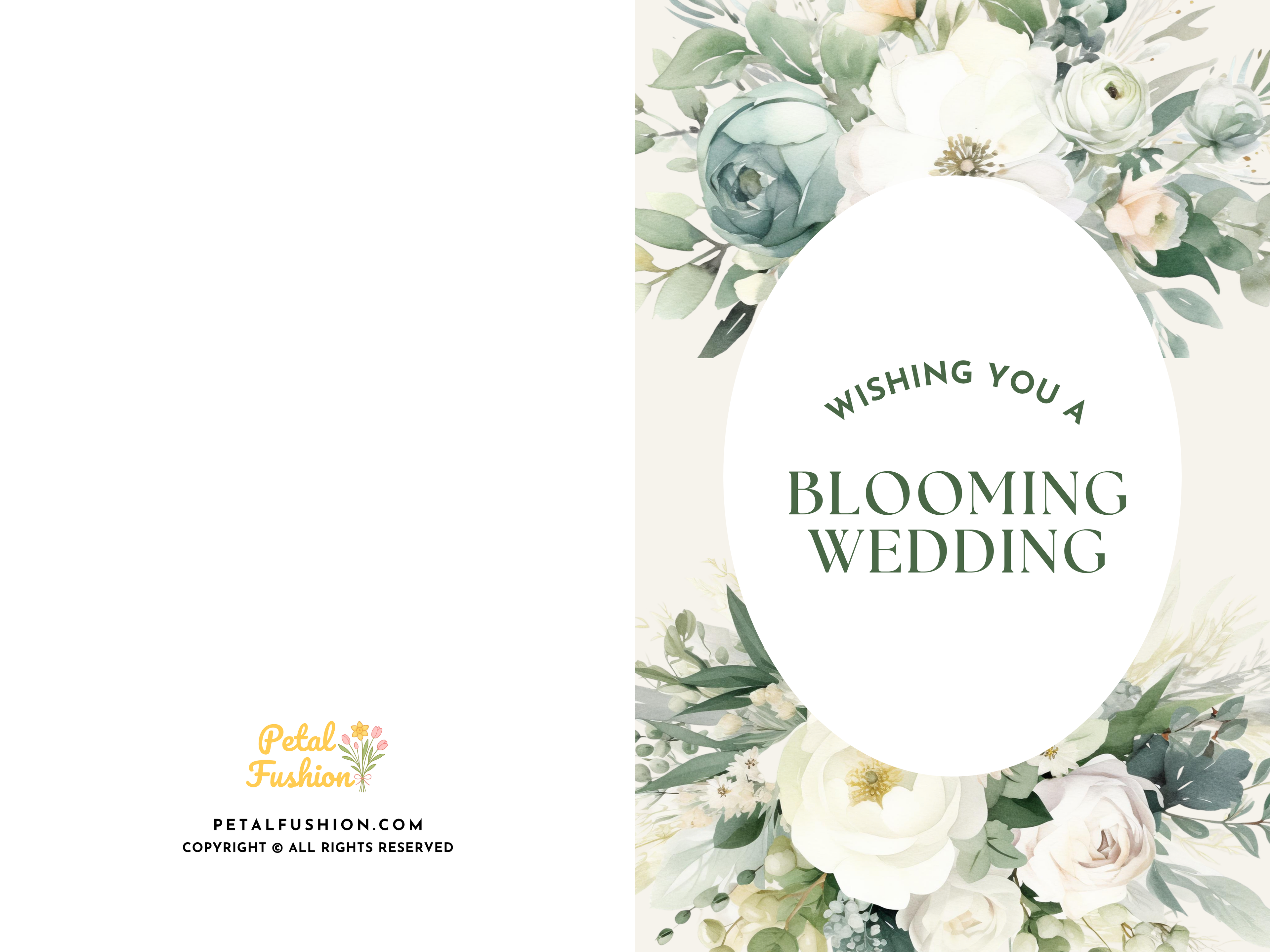 Sage & White Florals Foldable Greetings Card - A7 (Digital Download)