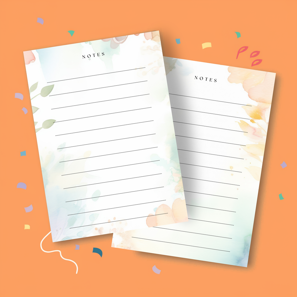 Floral Textures Lined Note Cards (Digital Download)