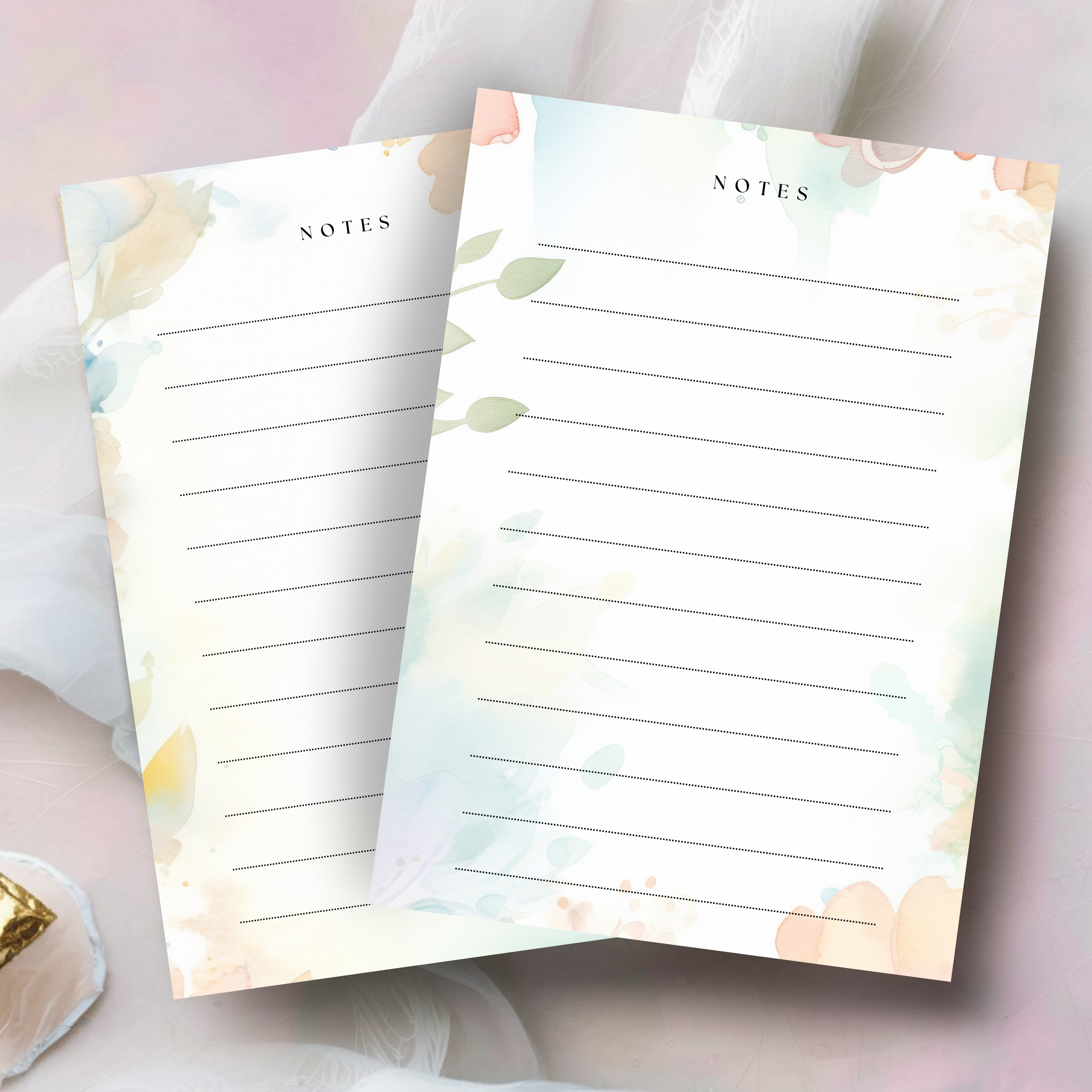 Floral Textures Lined Note Cards (Digital Download)