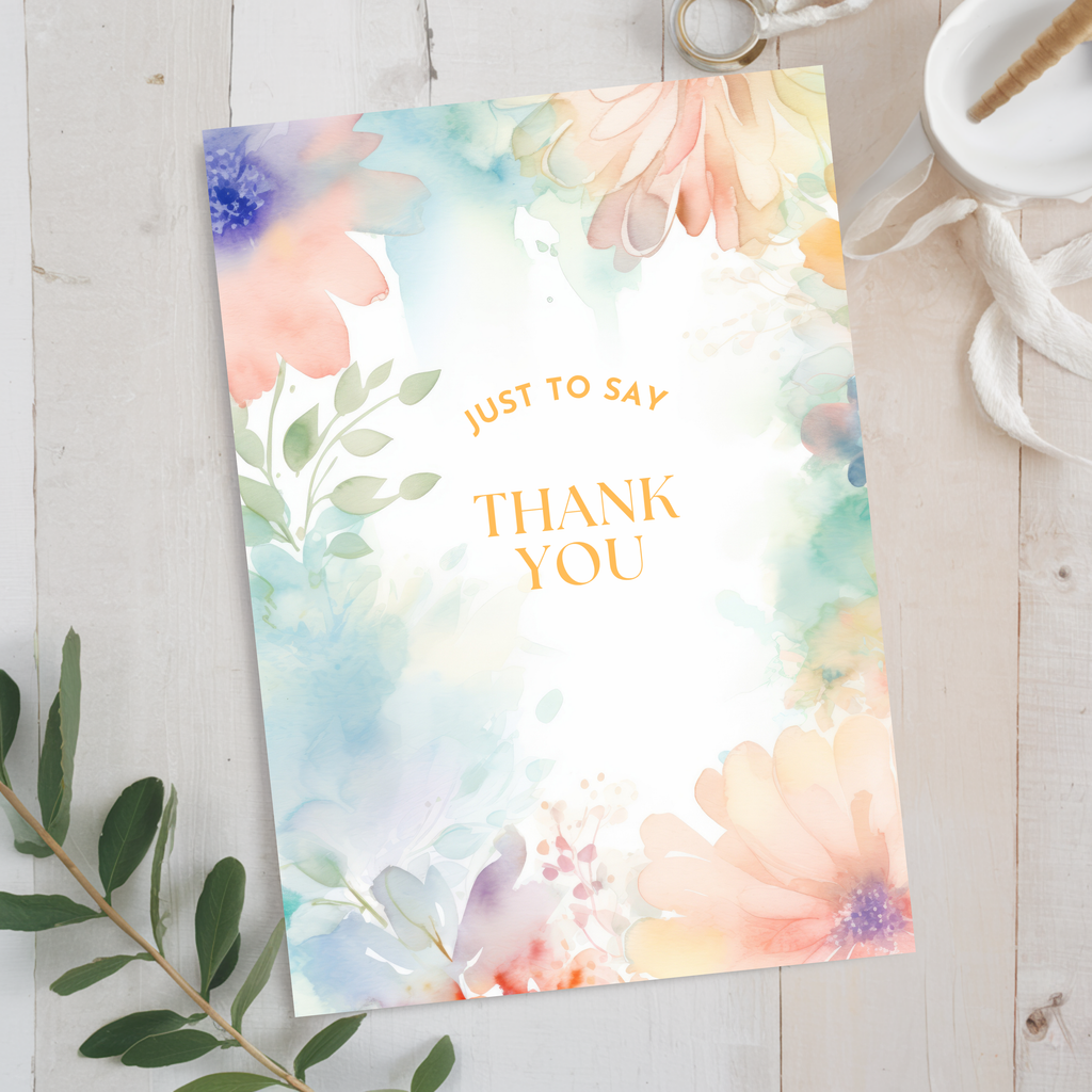 Floral Textures Foldable Thank You Card -A7 (Digital Download)