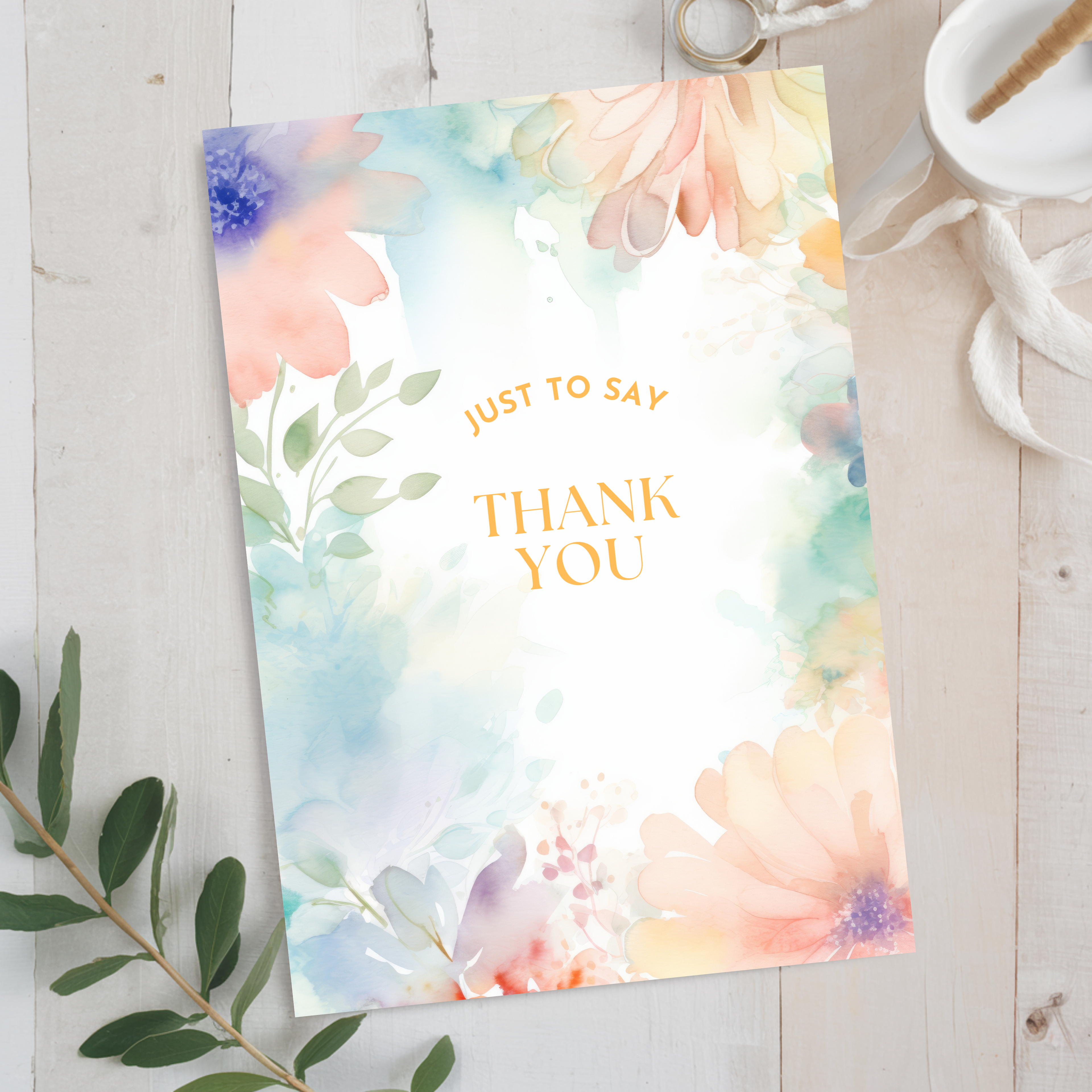 Floral Textures Foldable Thank You Card -A7 (Digital Download)