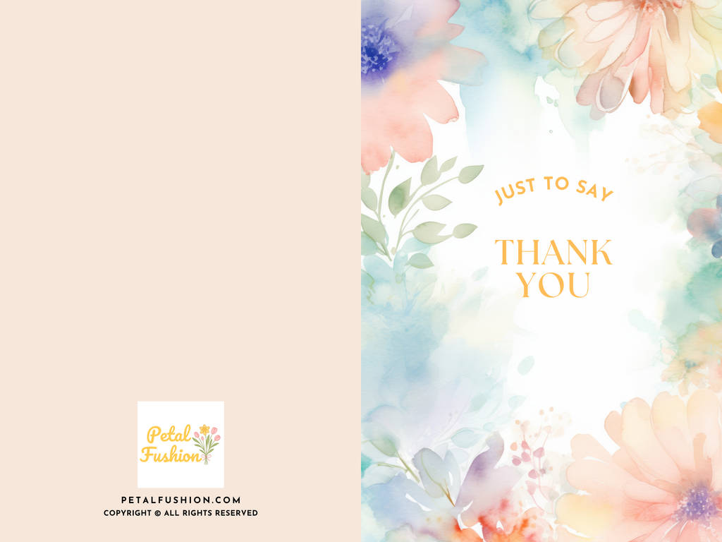 Floral Textures Foldable Thank You Card -A7 (Digital Download)