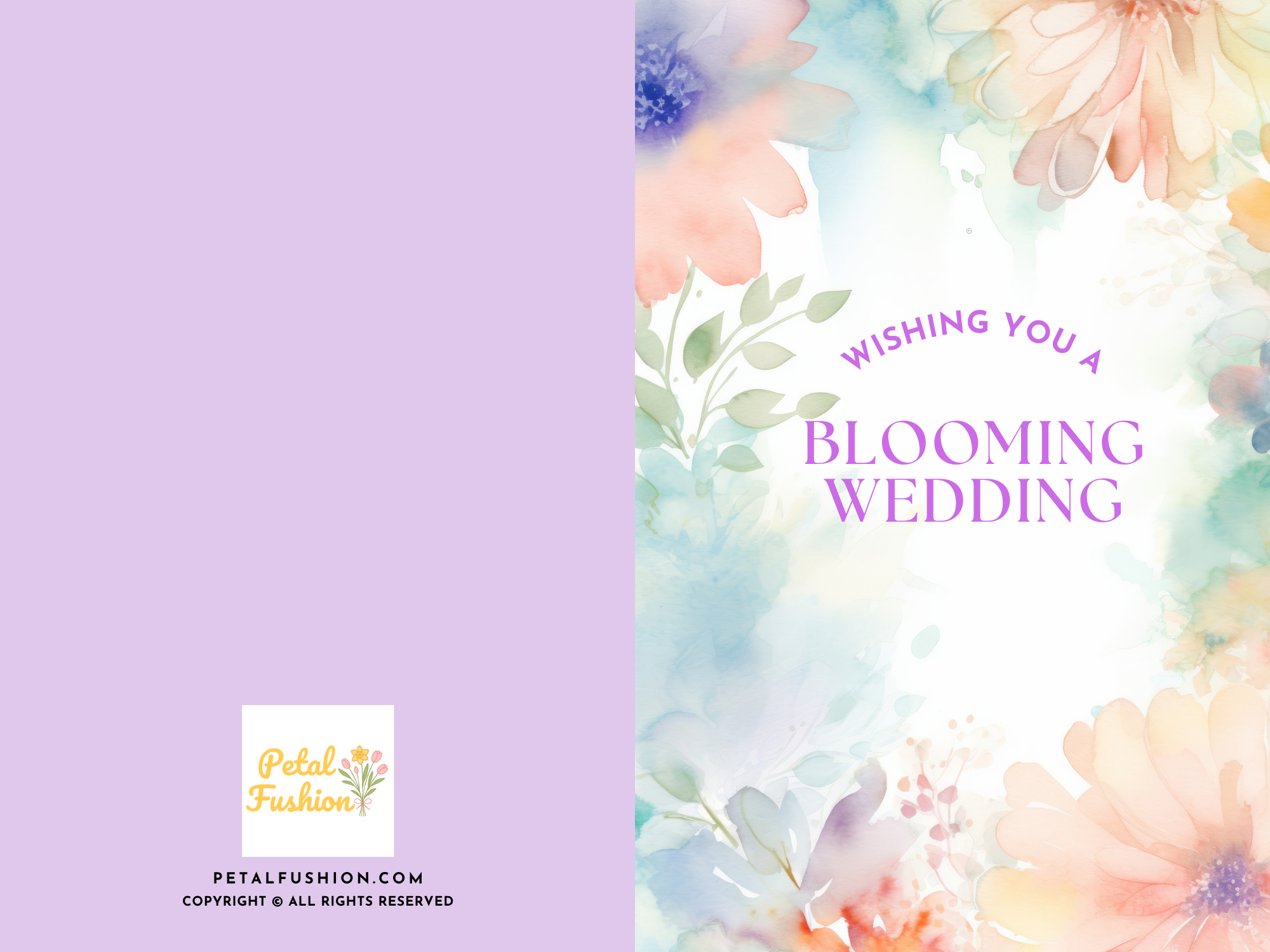 Floral Textures Foldable Wedding Card - A7 (Digital Download)
