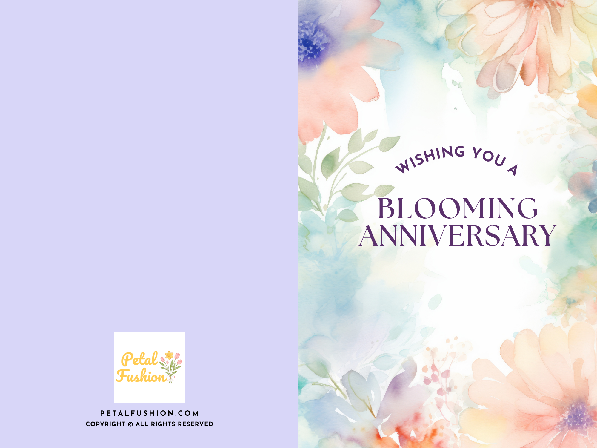 Floral Textures Foldable Anniversary Card - A7 (Digital Download)