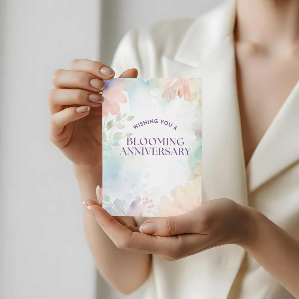 Floral Textures Foldable Anniversary Card - A7 (Digital Download)