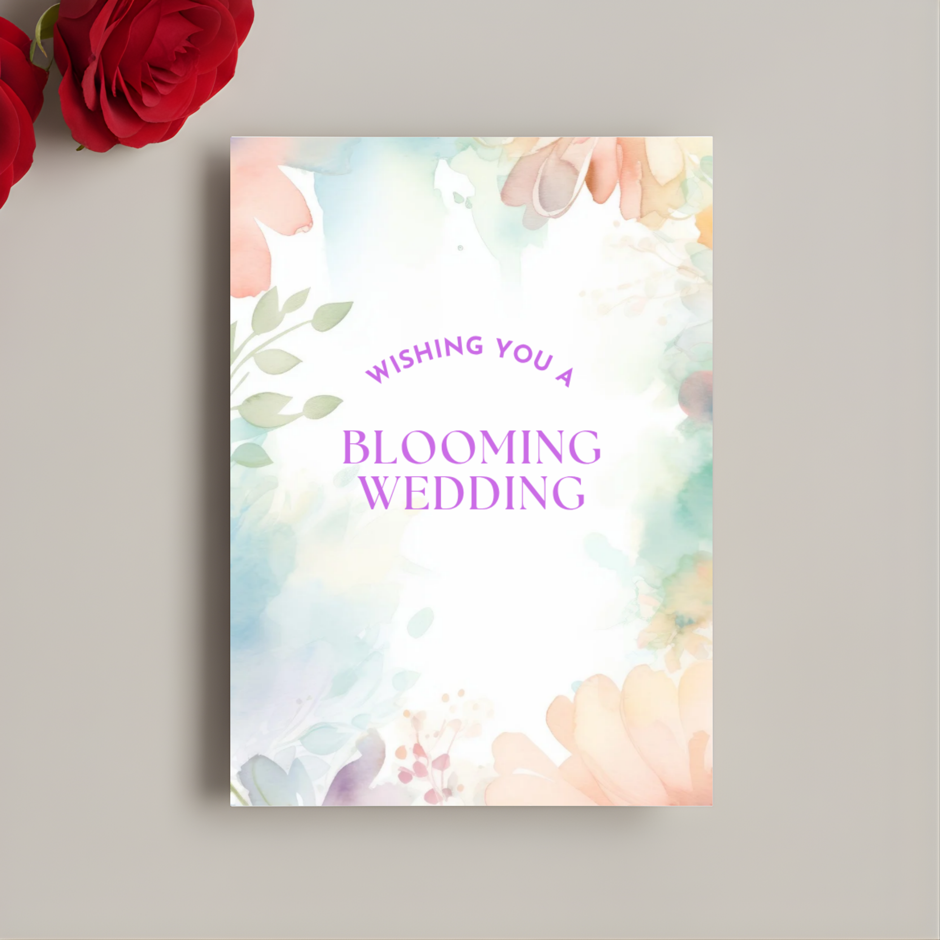 Floral Textures Foldable Wedding Card - A7 (Digital Download)