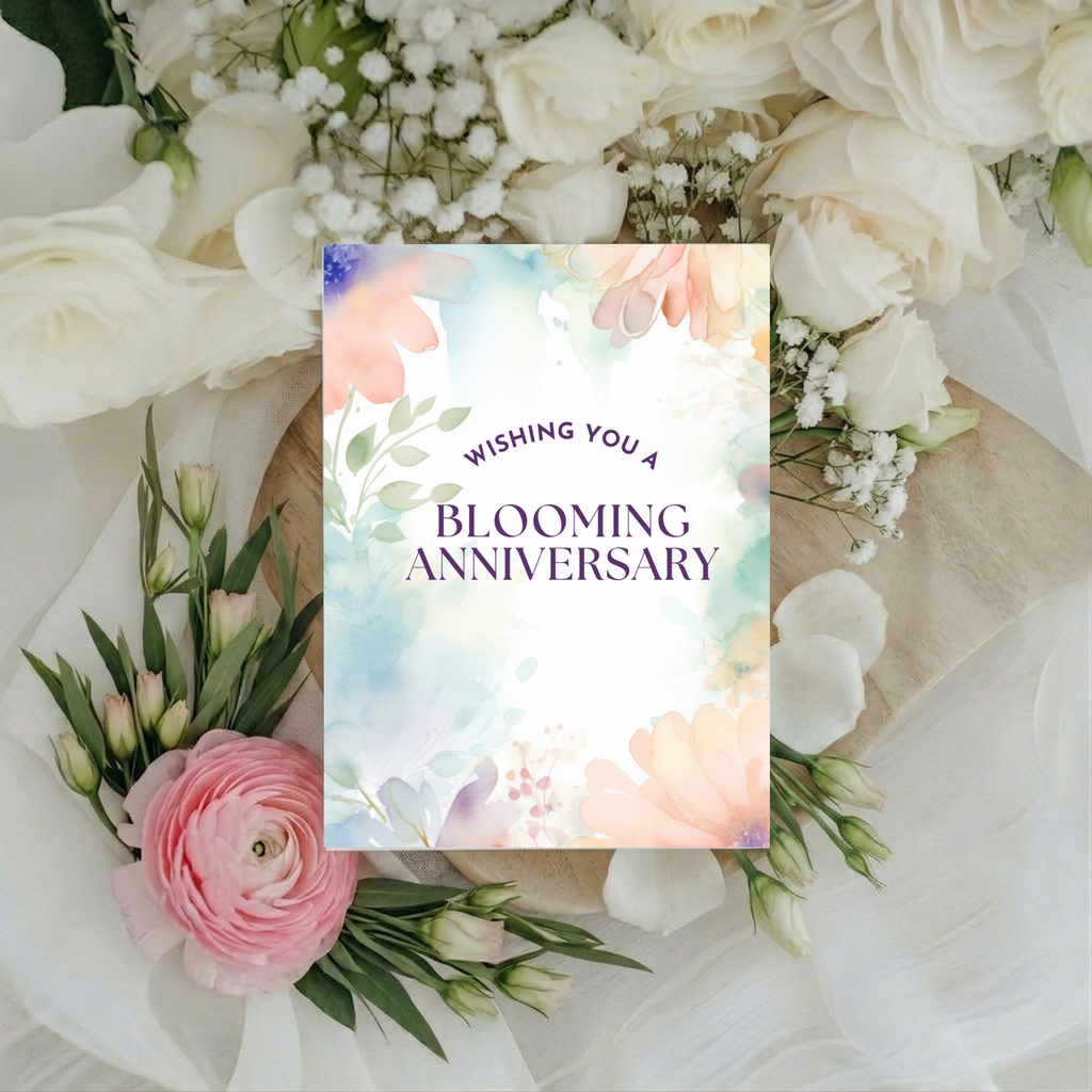 Floral Textures Foldable Anniversary Card - A7 (Digital Download)