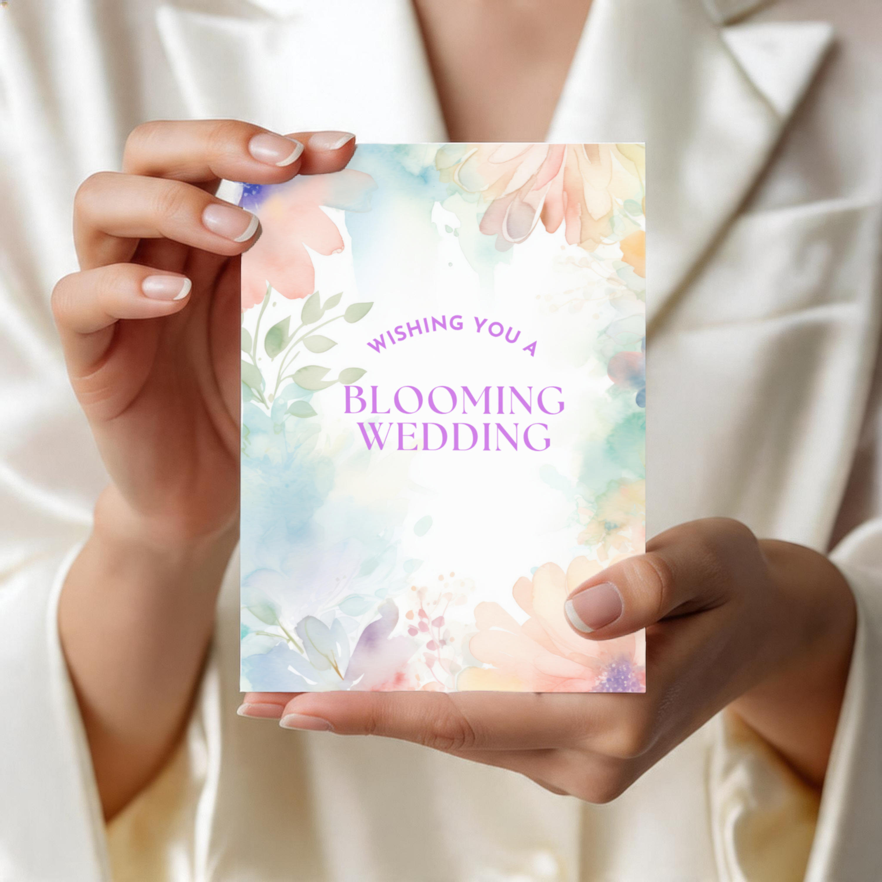 Floral Textures Foldable Wedding Card - A7 (Digital Download)