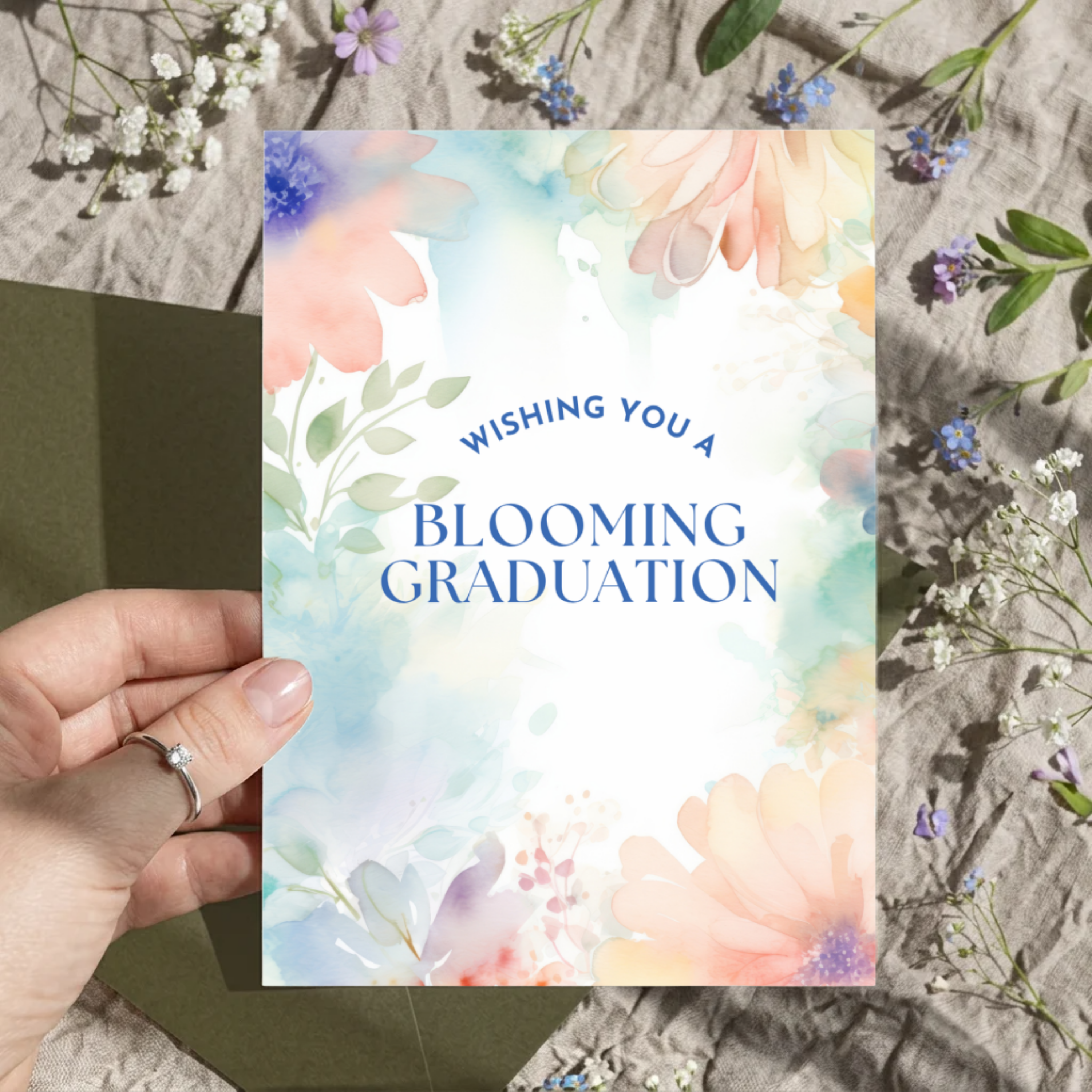 Floral Textures Foldable Graduation Card - A7 (Digital Download)