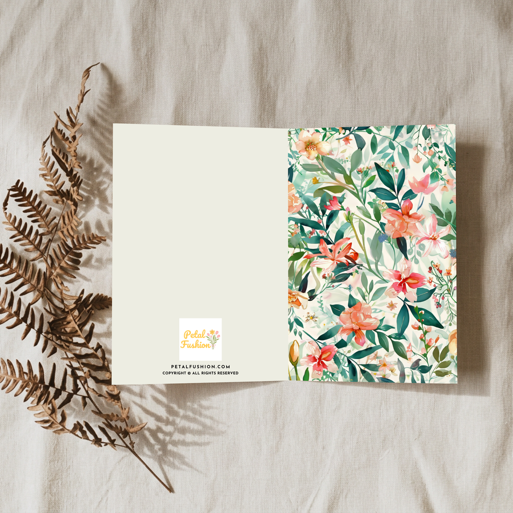 Botanical Garden Florals Foldable Greetings Card - A7 (Digital Download)