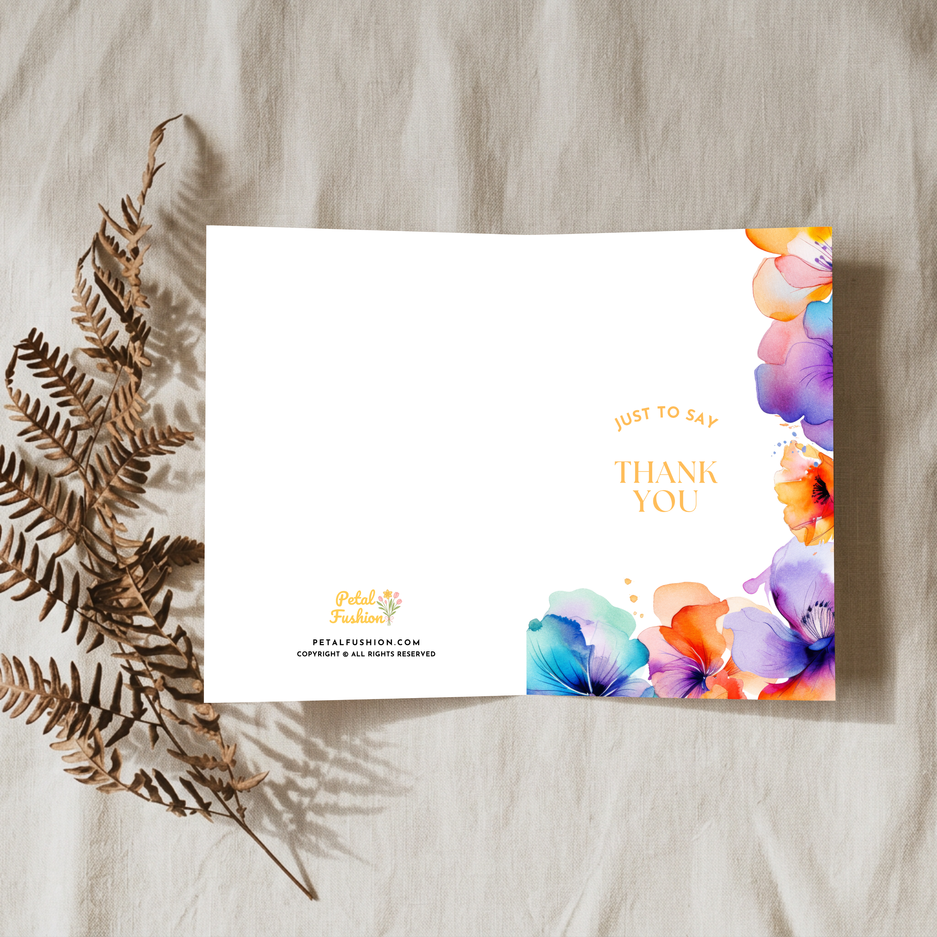Abstract Florals Foldable Thank You Card - A7 (Digital Download)