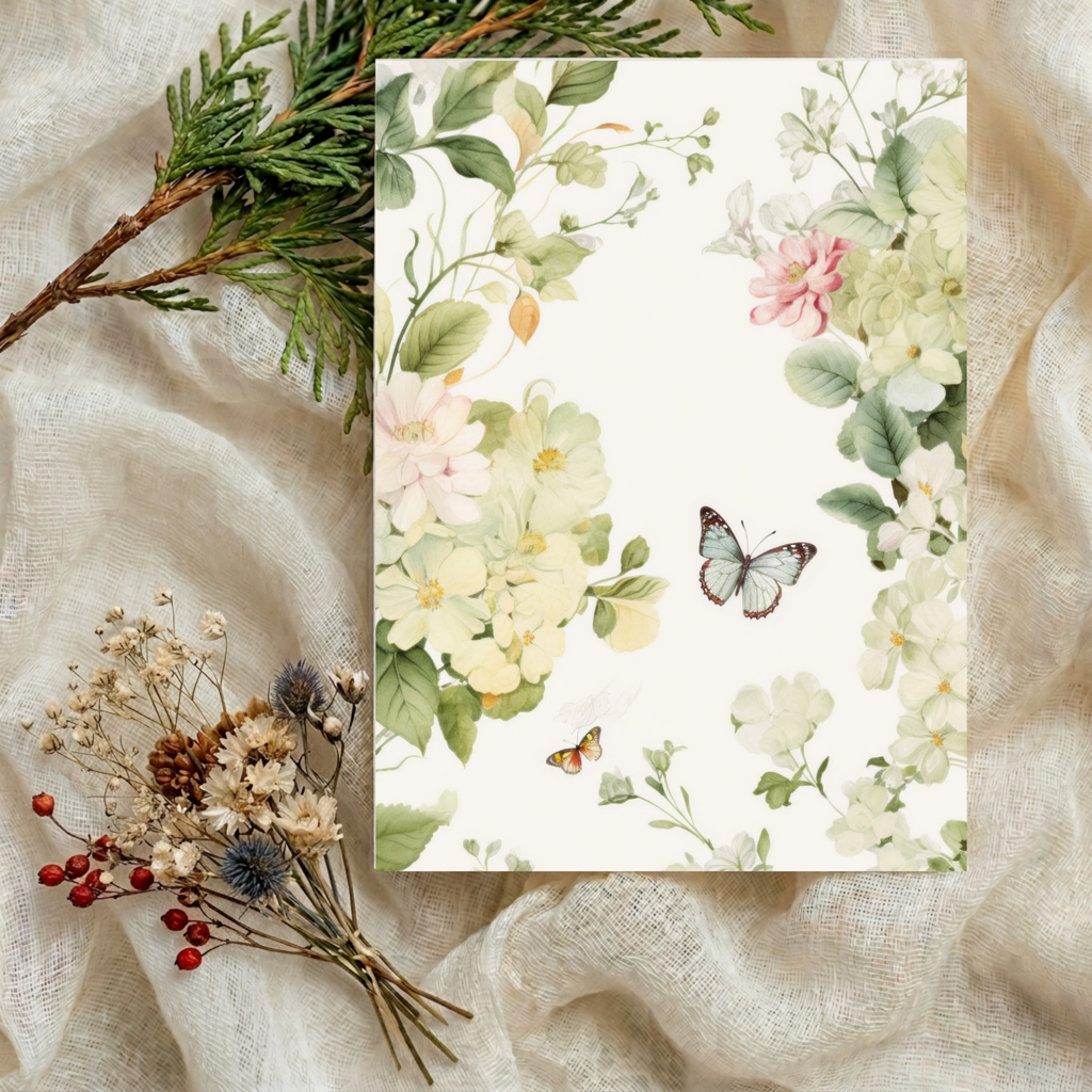 Vintage Florals Foldable Greeting Card - A7 (Digital Download)