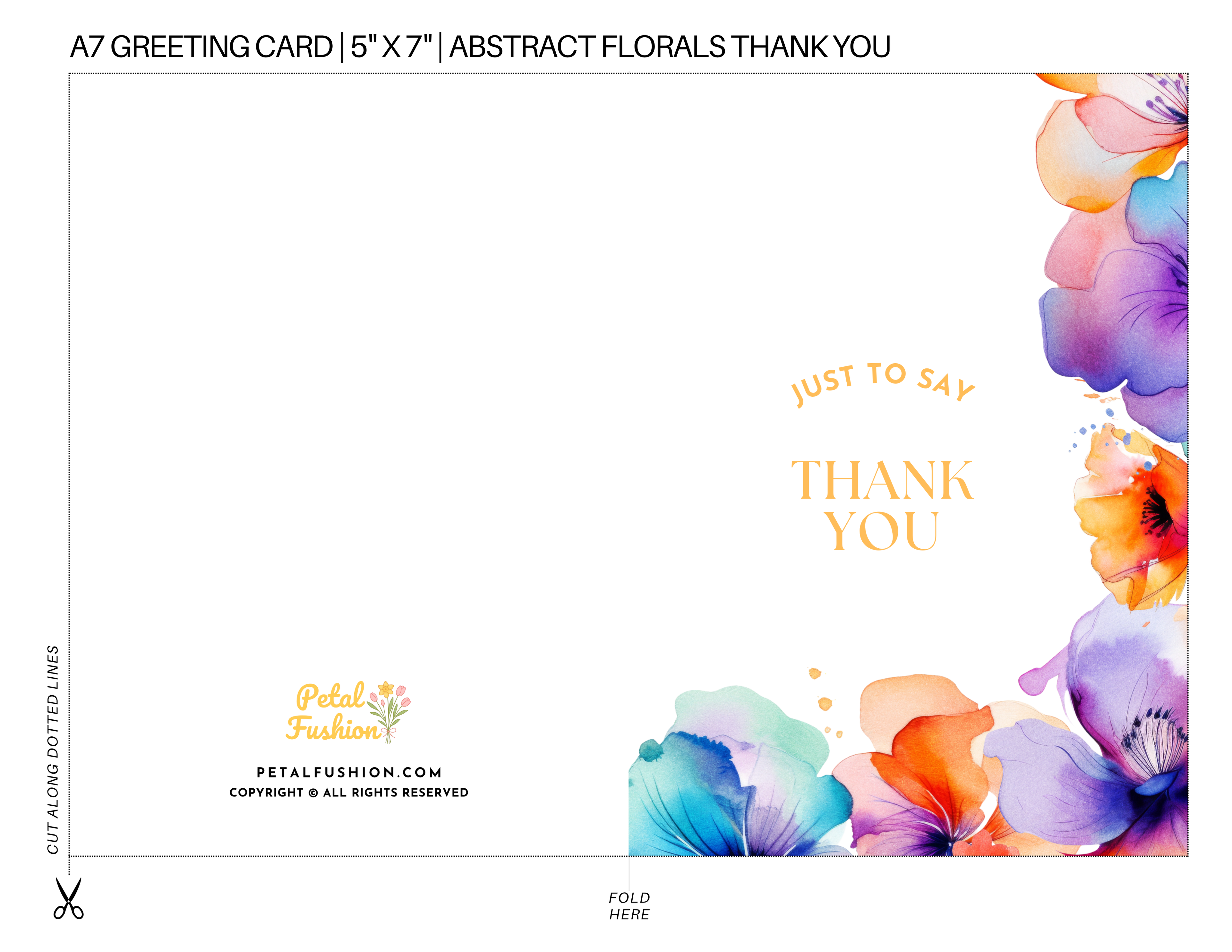 Abstract Florals Foldable Thank You Card - A7 (Digital Download)