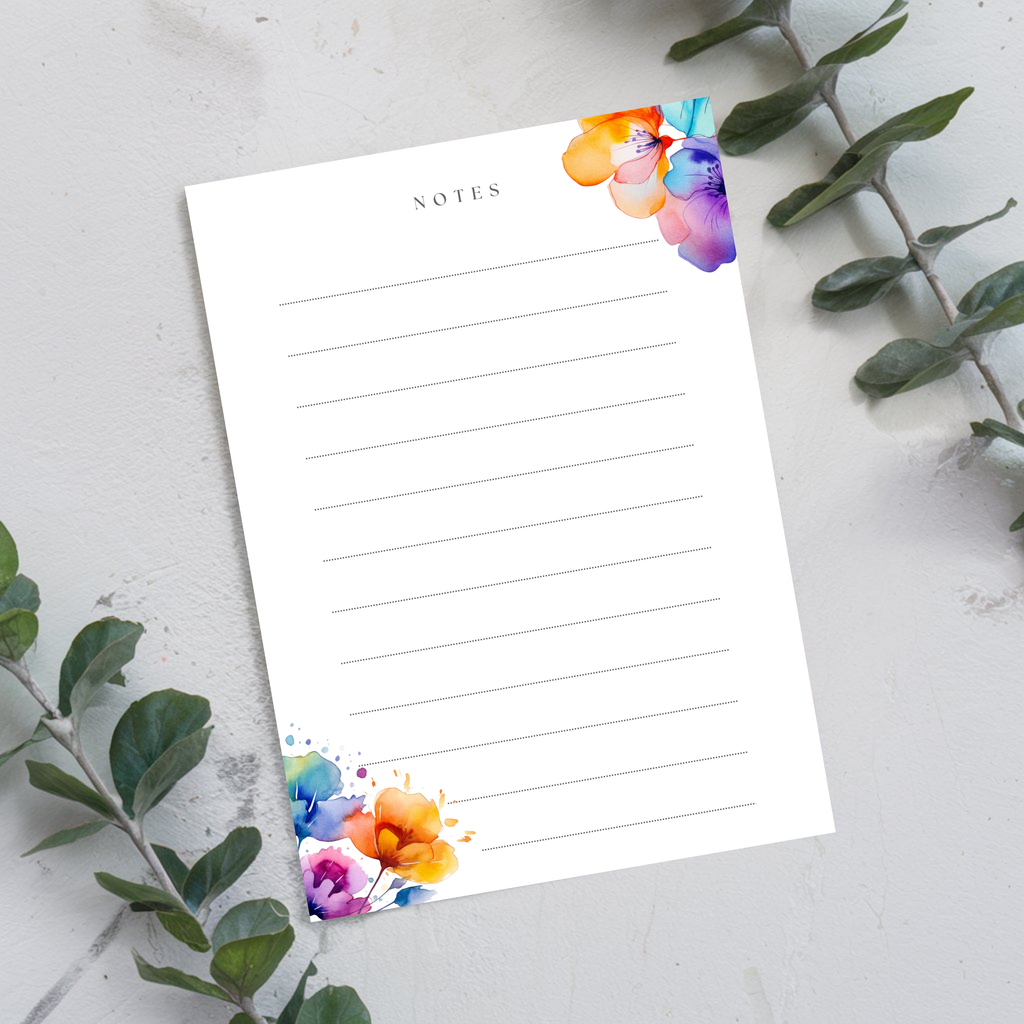 Abstract Florals Printable Lined Note Cards (Digital Download)