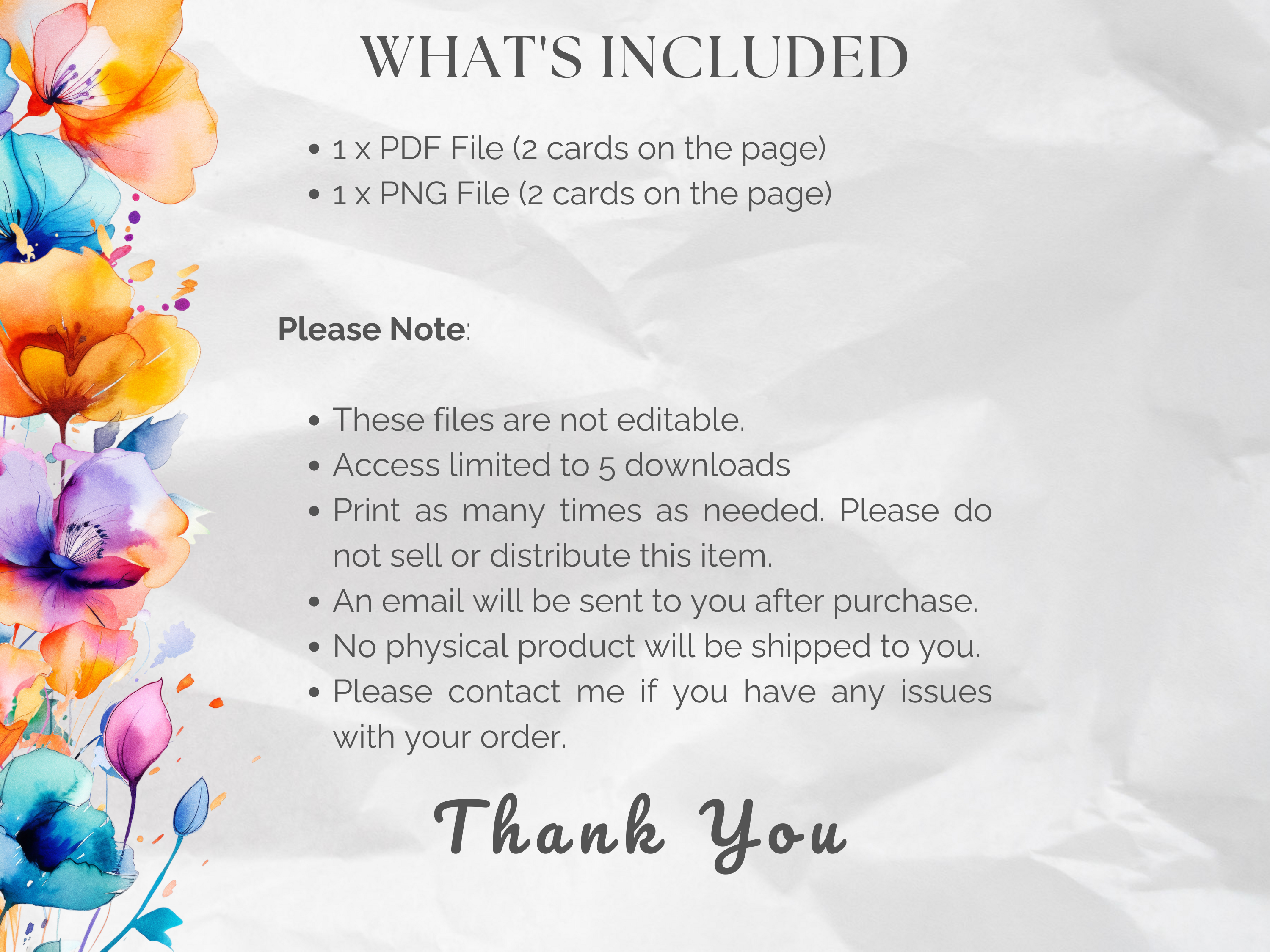 Abstract Florals Printable Lined Note Cards (Digital Download)