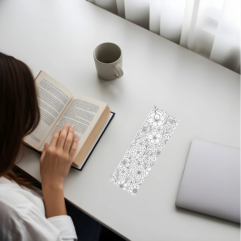 4 Printable Monochromatic Floral Bookmarks (Digital Download)