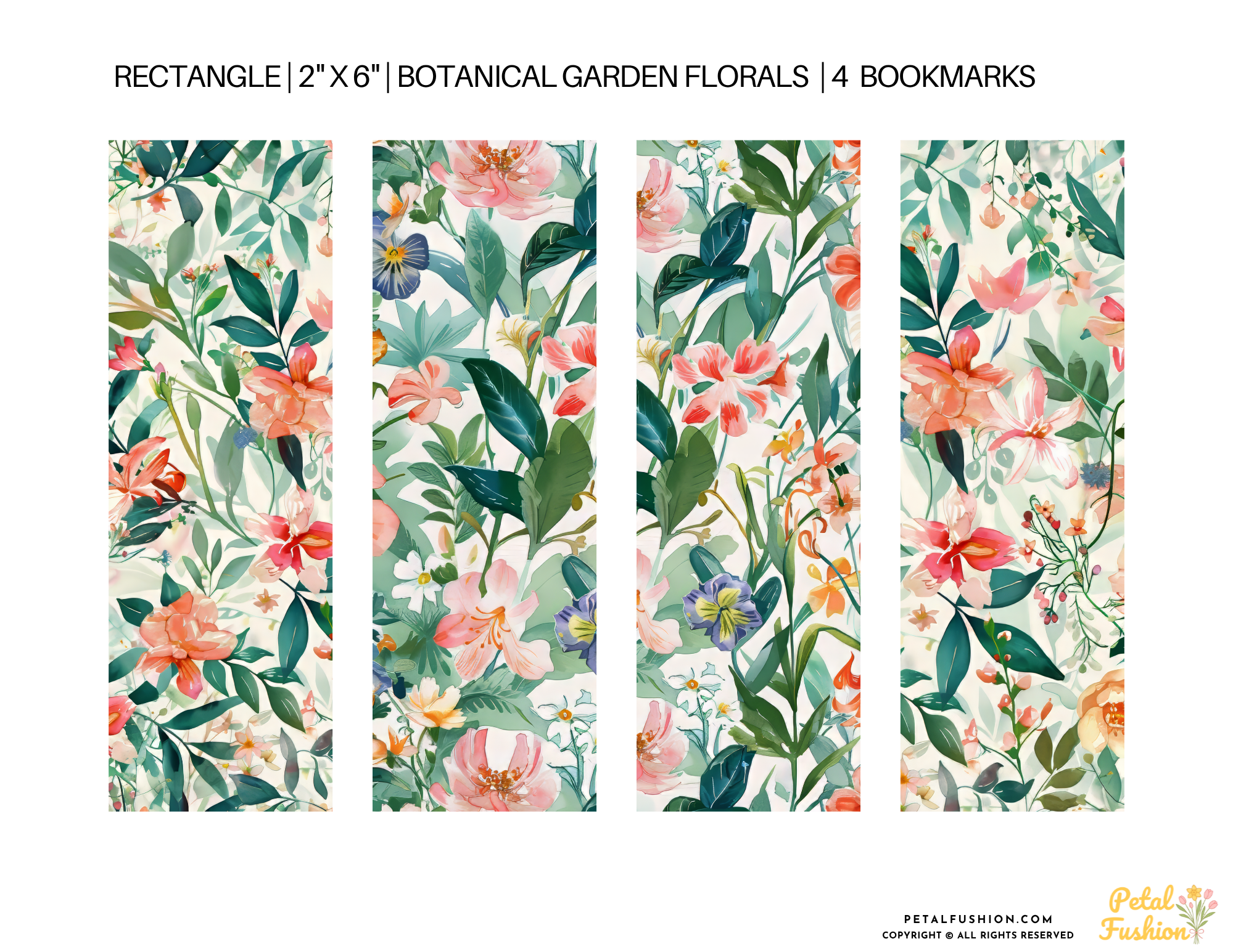 4 Printable Botanical Garden Bookmarks (Digital Download)