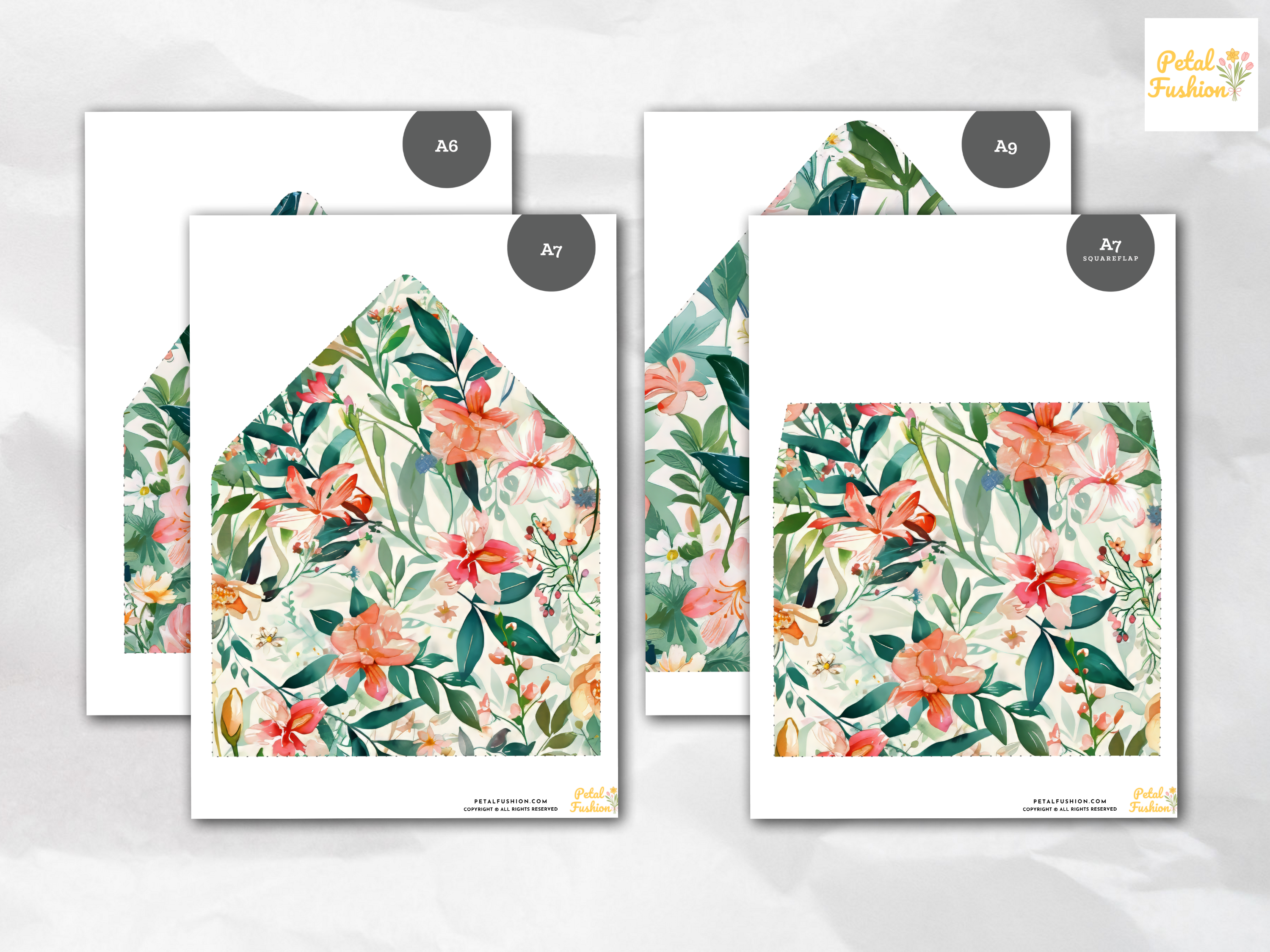 Printable Botanical Garden Florals Envelope Liners 12 Sizes (Digital Download)