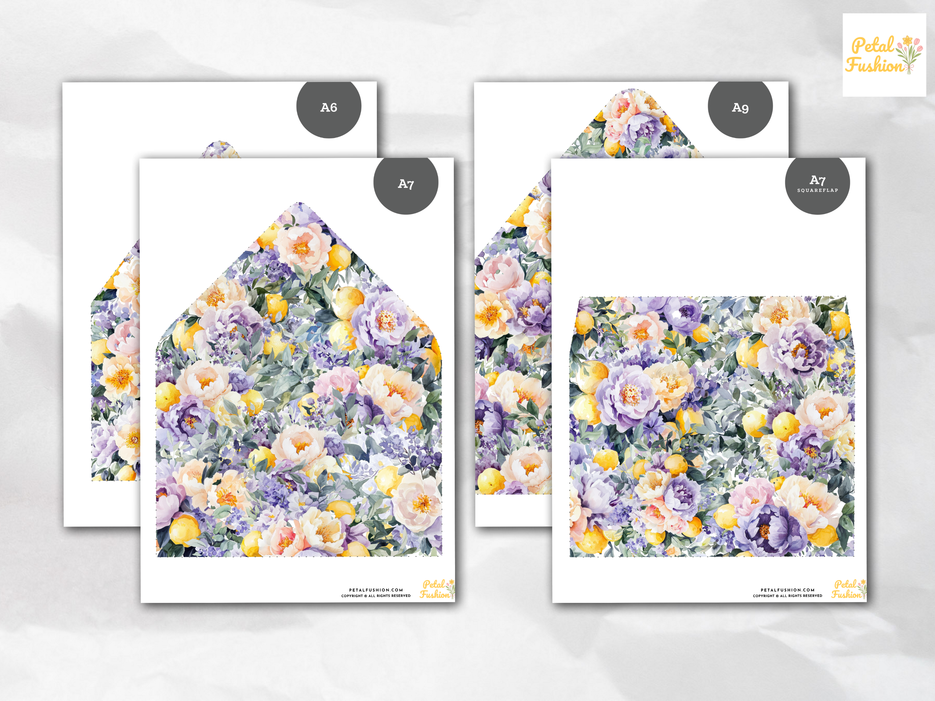 Citrus & Florals Printable Envelope Liners 12 Sizes (Digital Download)
