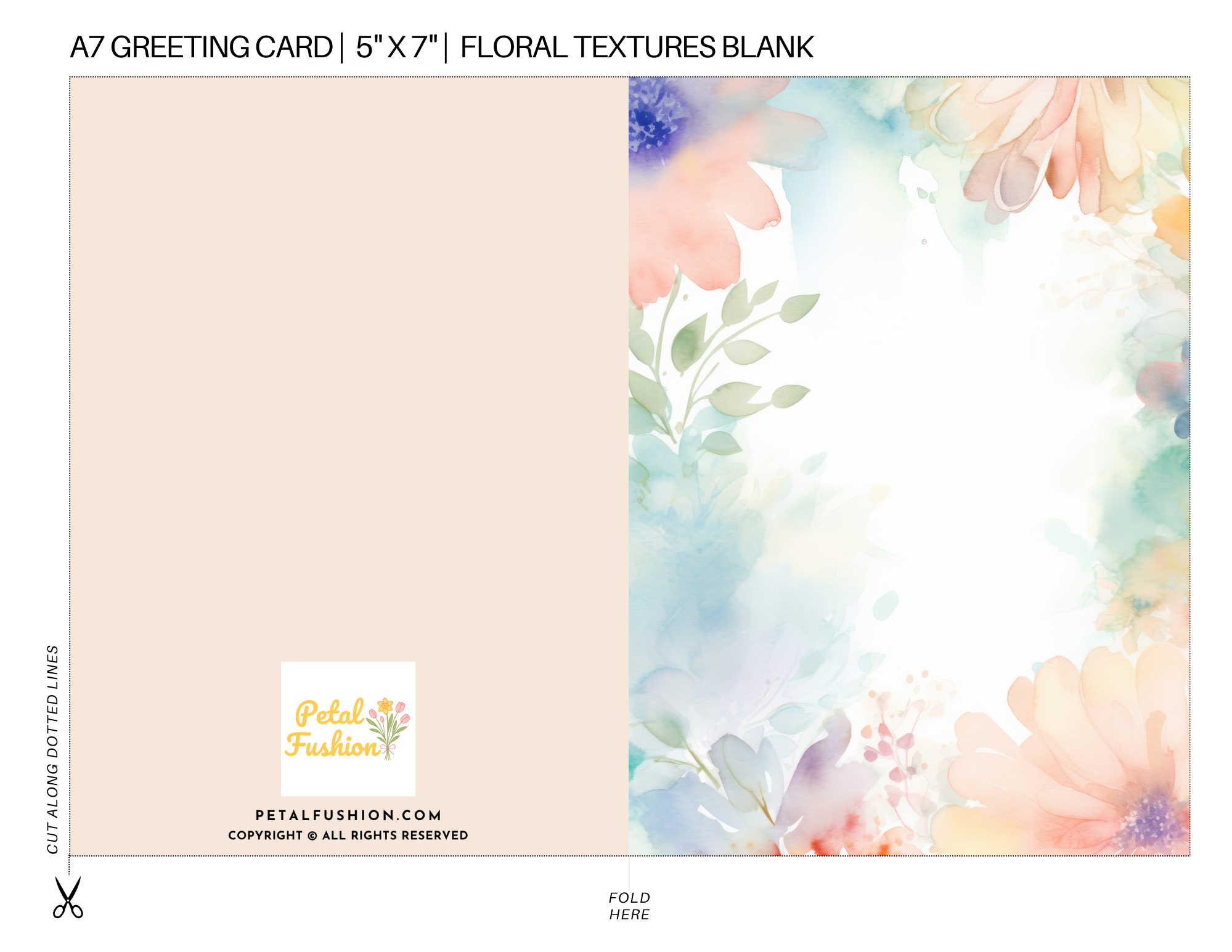 Floral Textures Foldable Thank You Card -A7 (Digital Download)