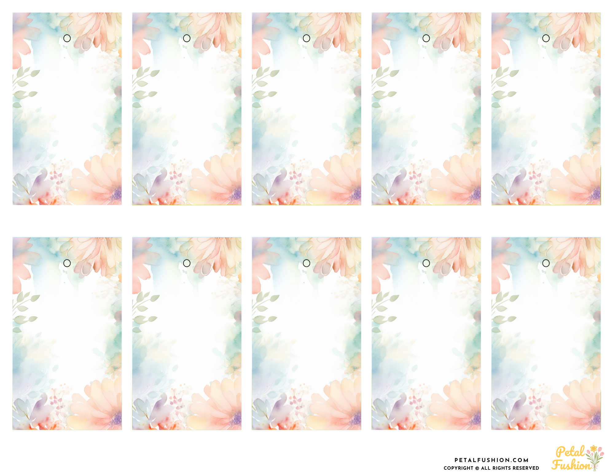 10 Printable Floral Textures Thank You Gift Tags (Digital Download)