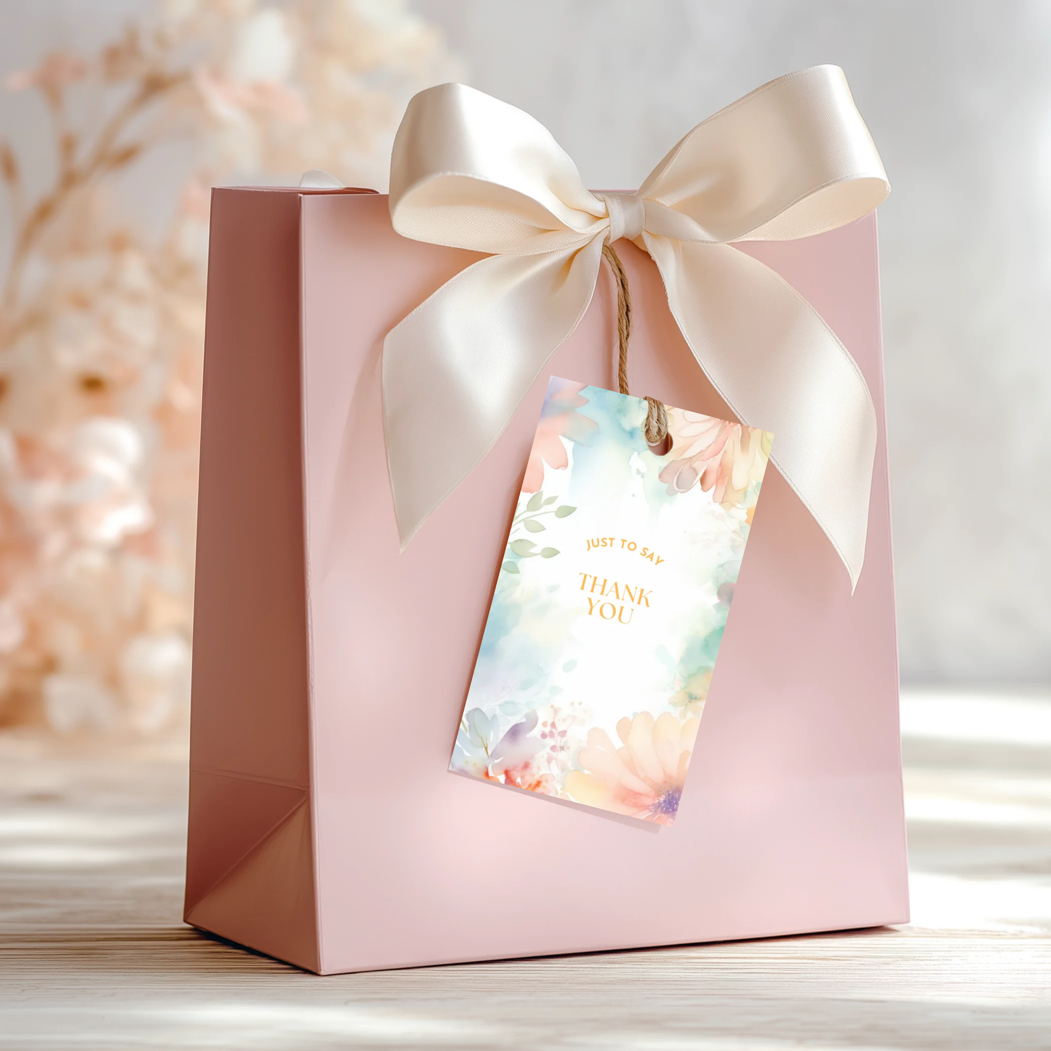 10 Printable Floral Textures Thank You Gift Tags (Digital Download)