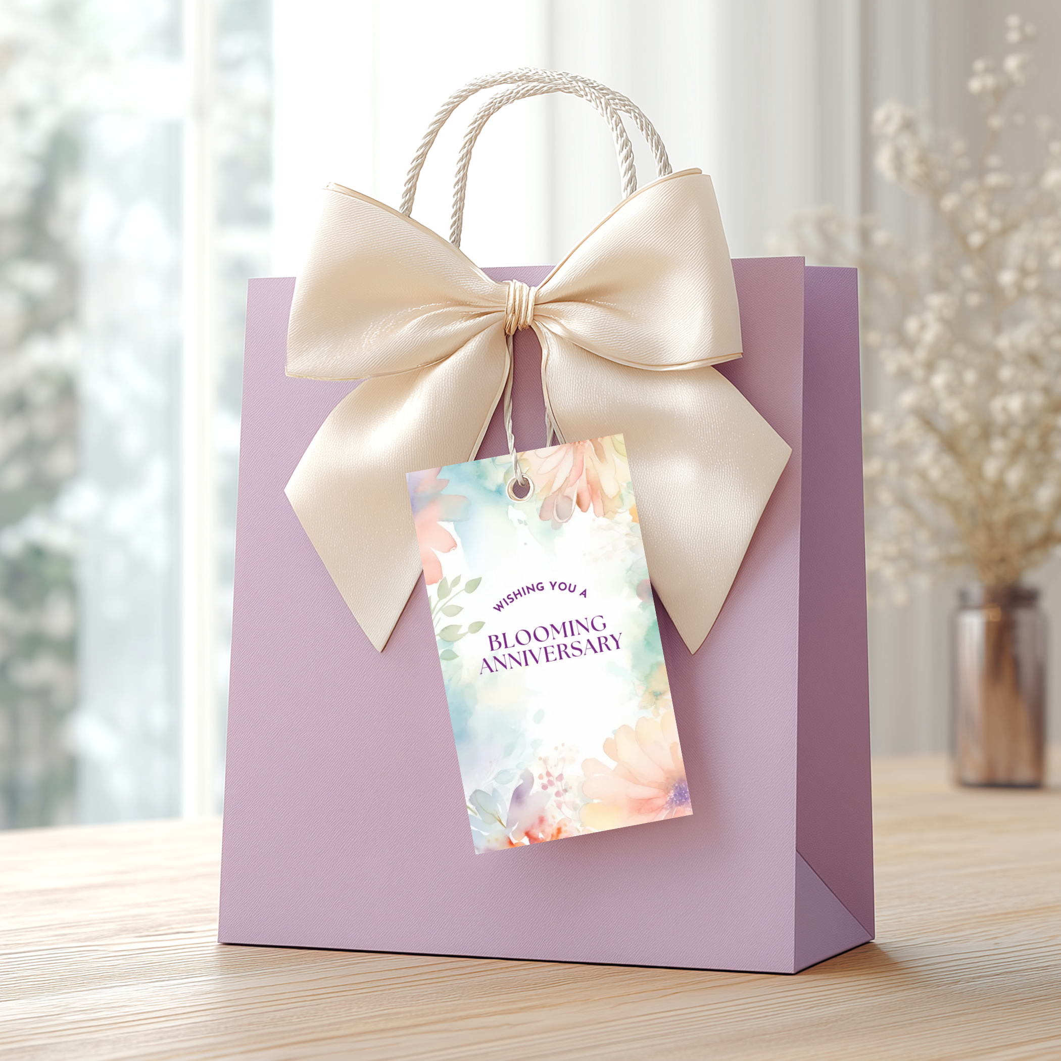 10 Printable Floral Textures Anniversary Gift Tags (Digital Download)