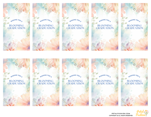10 Printable Floral Textures Graduation Tags (Digital Downloads)