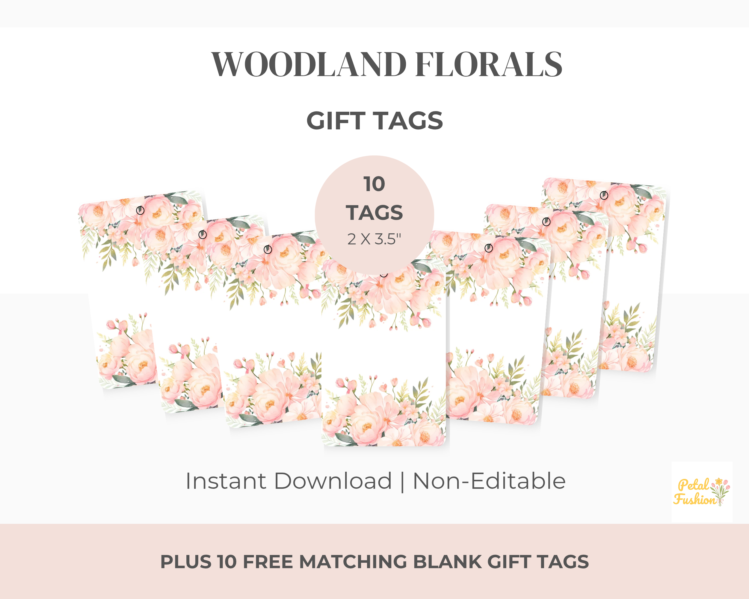 10 Printable Pink Woodland Gift Tags (Digital Download)