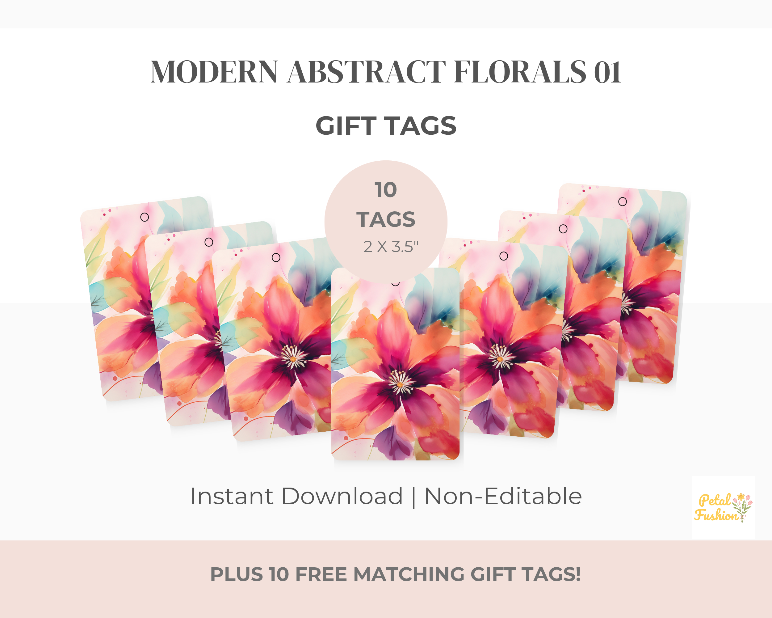 10 Printable Modern Abstract Gift Tags (Digital Download)