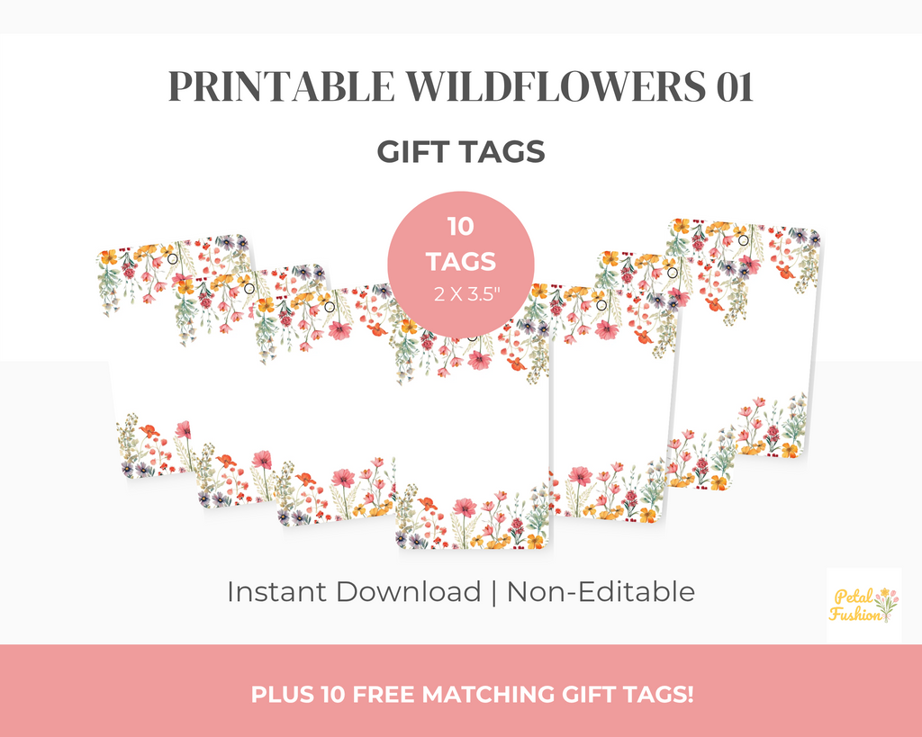 10 Printable Wildflowers Gift Tags (Digital Download)