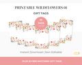 10 Printable Wildflowers Gift Tags (Digital Download)