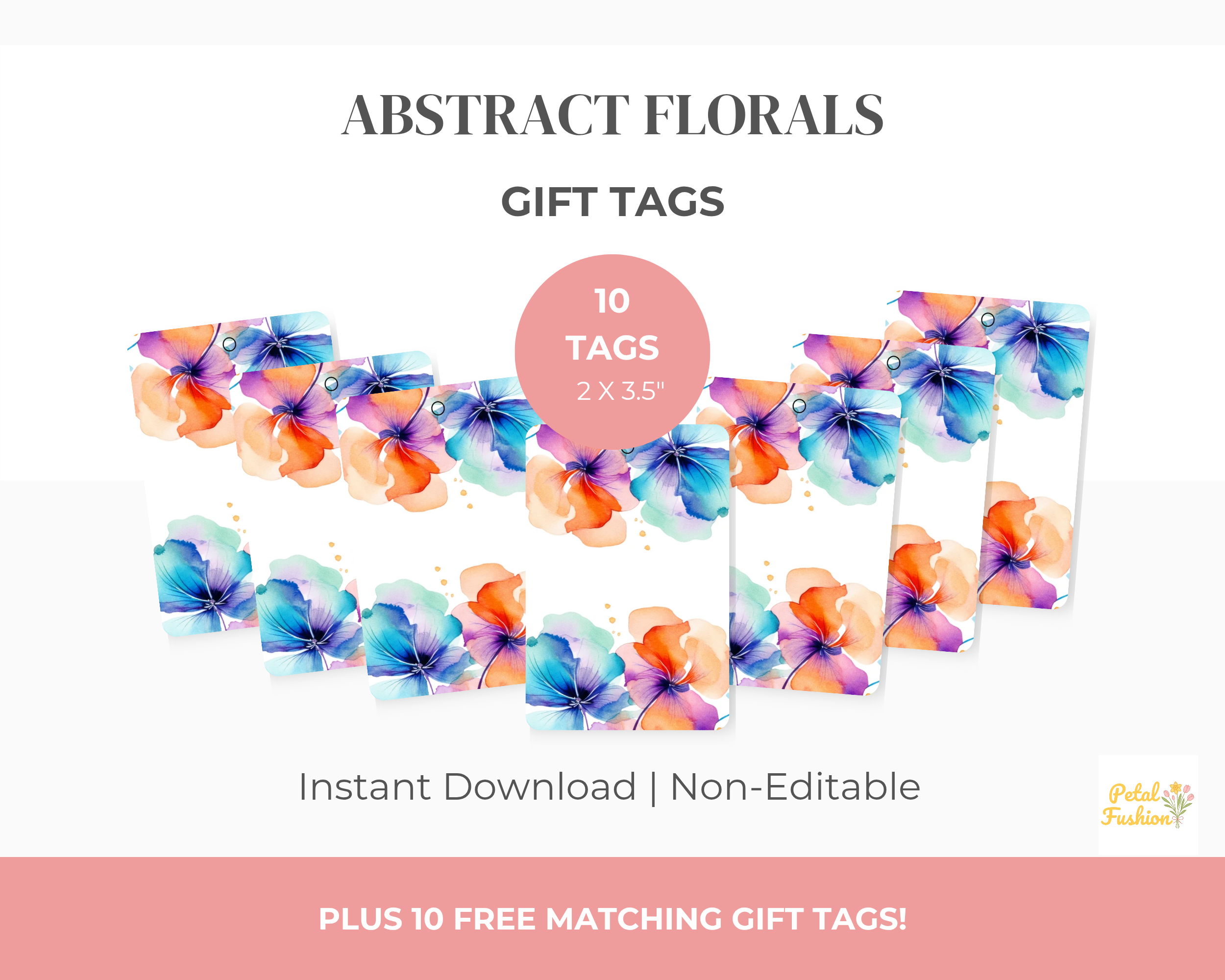 10 Abstract Florals Printable Gift Tags (Digital Download)