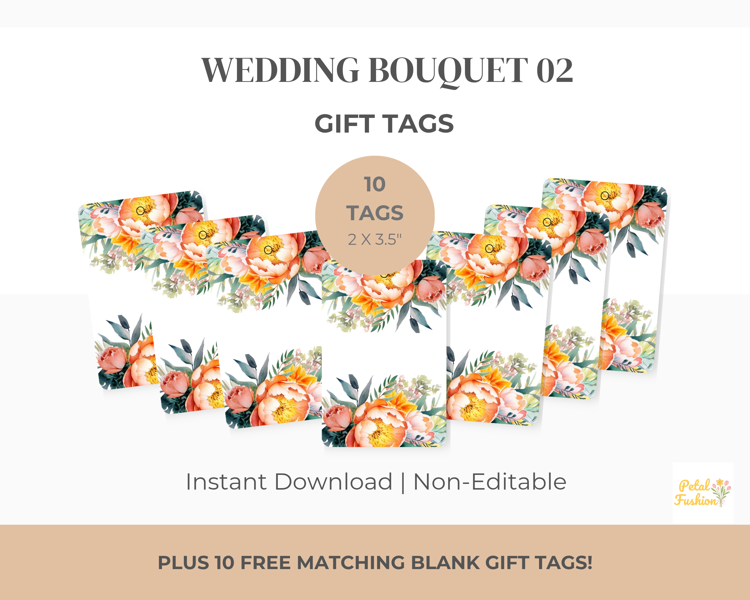 10 Printable Wedding Bouquet Gift Tags 02 (Digital Download)
