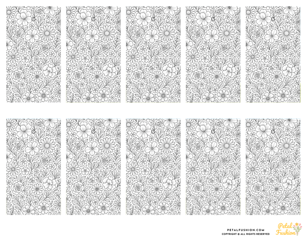 10 Printable Monochromatic Floral Gift Tags (Digital Download)