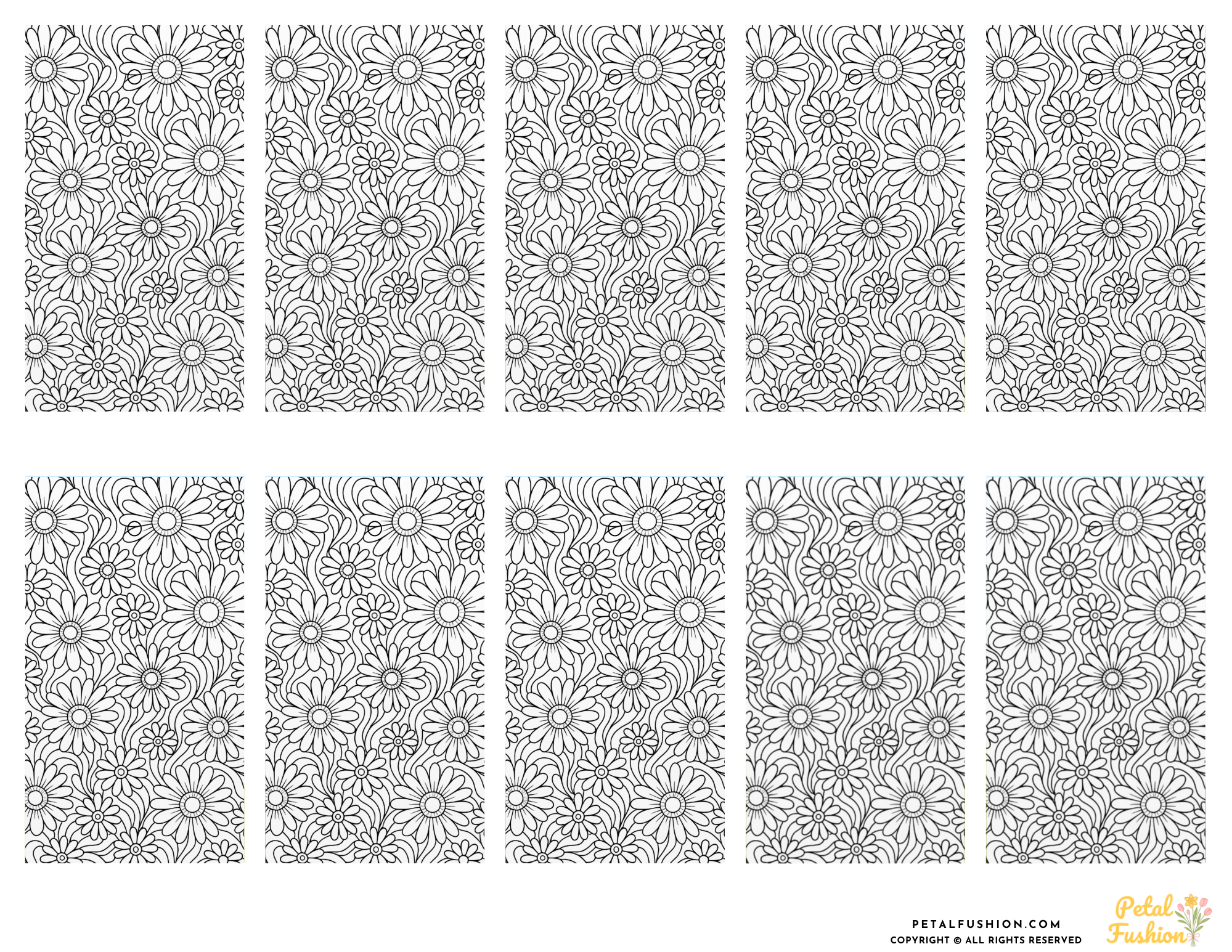 10 Printable Monochromatic Floral Gift Tags (Digital Download)