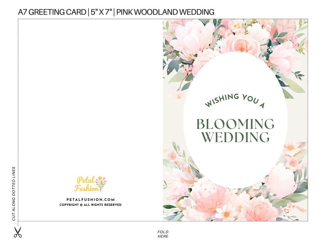 Pink Woodland Foldable Greetings Card - A7 (Digital Download)