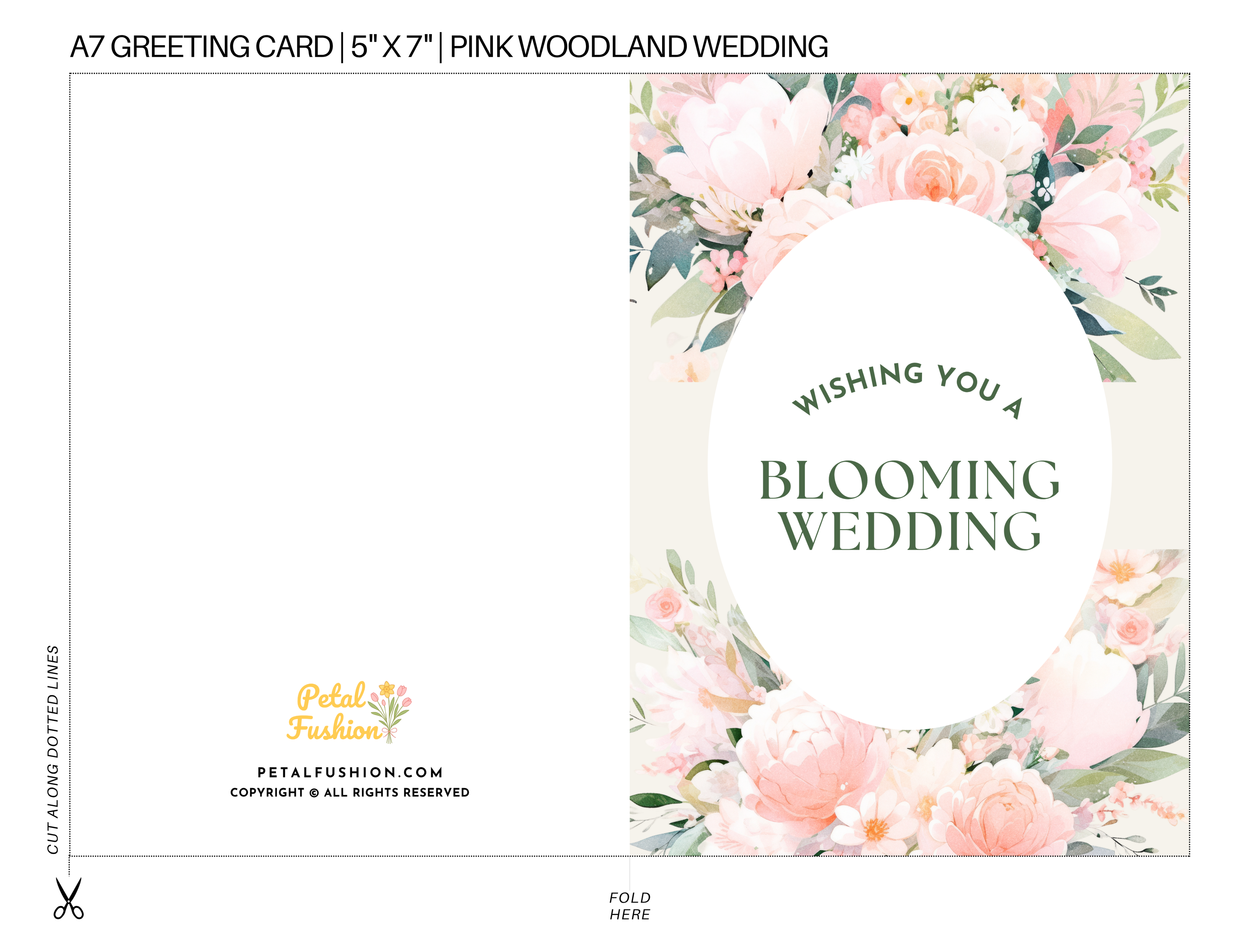 Pink Woodland Foldable Greetings Card - A7 (Digital Download)