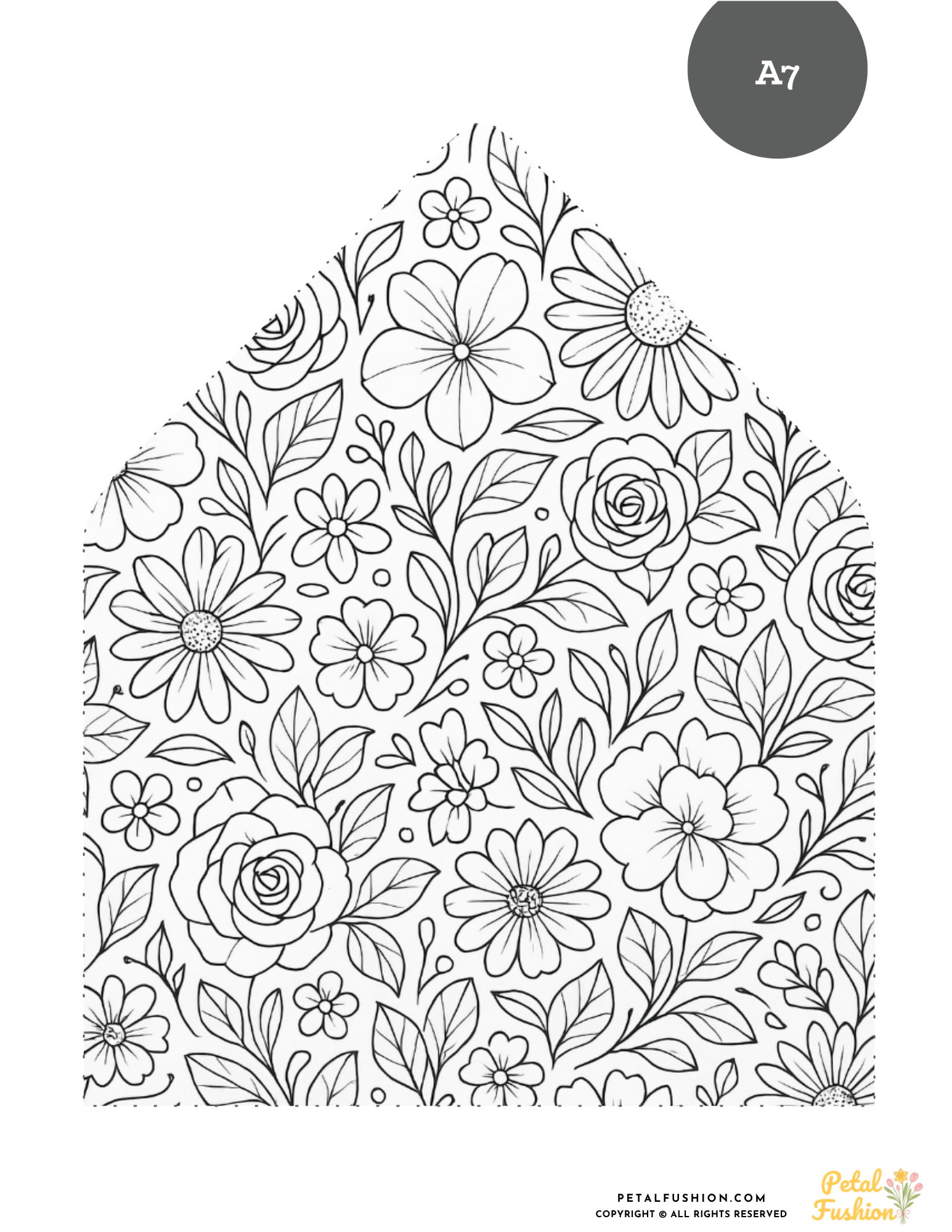 Printable Monochrome Floral Envelope Liners 12 Sizes (Digital Download)