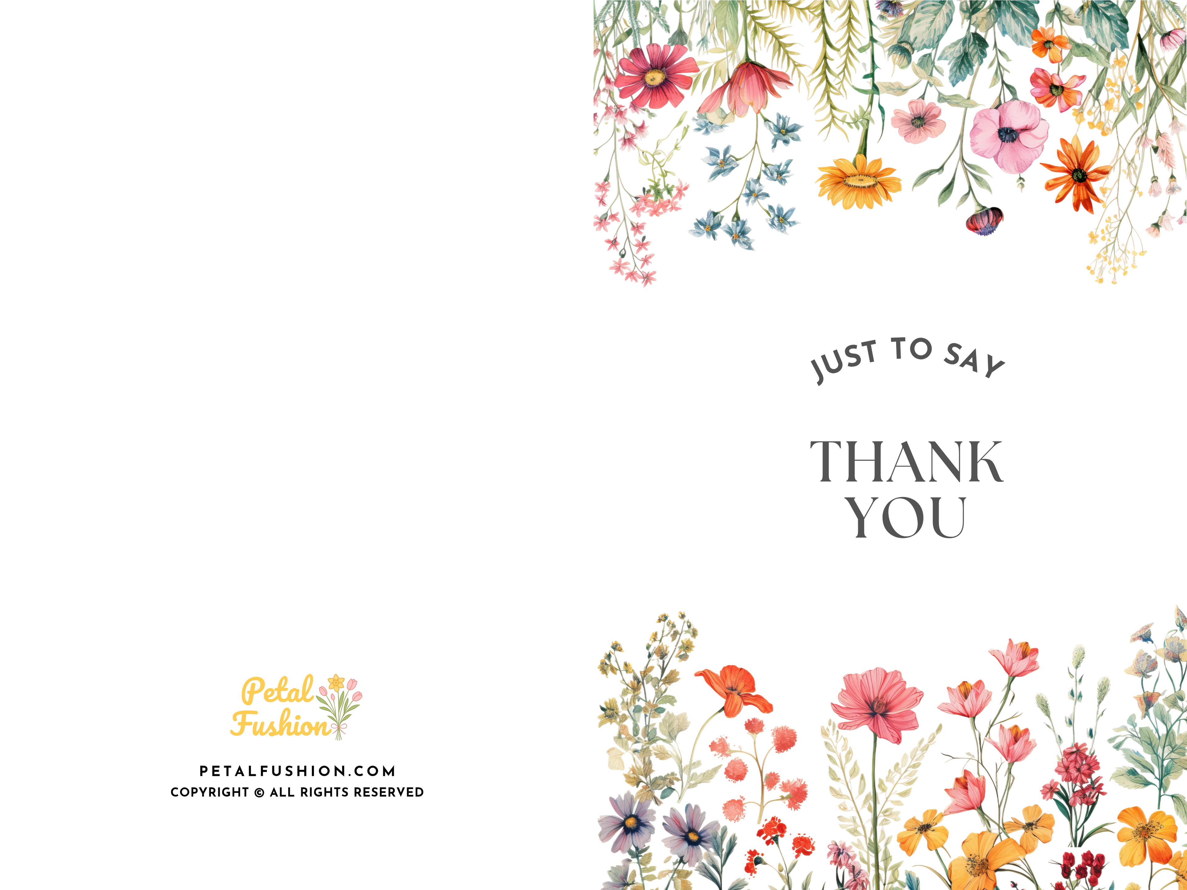 Wildflowers Foldable Thank You Card - A7 (Digital Download)