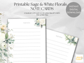 Sage & White Floral Lined Note Cards (Digital Download)
