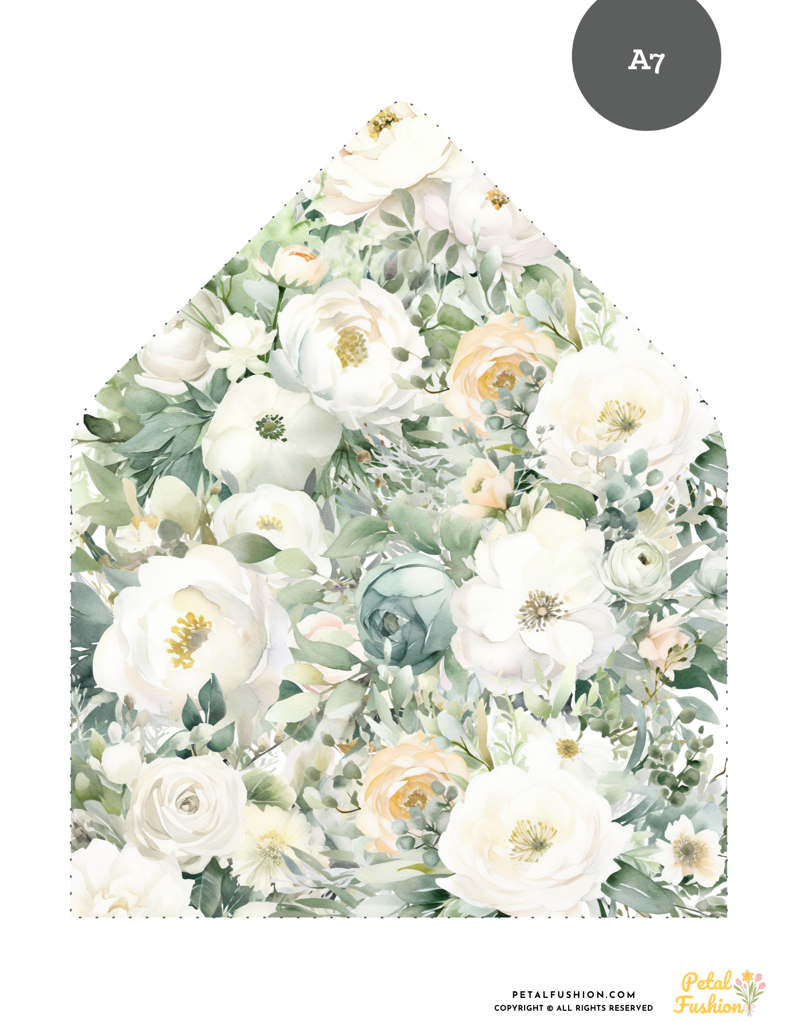 Sage & White Floral Envelope Liners 12 Sizes (Digital Download)