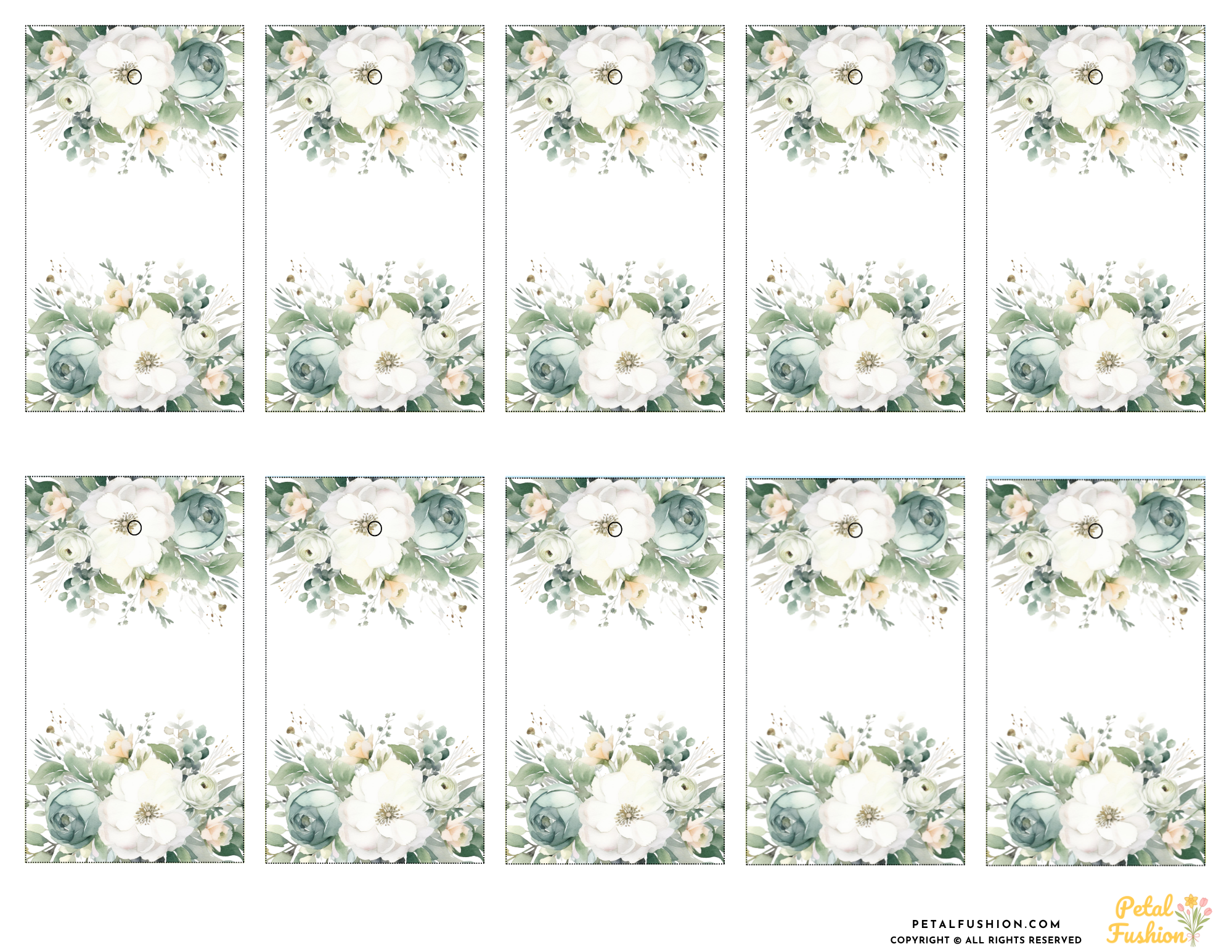 10 Sage & White Florals Gift Tags (Digital Download)