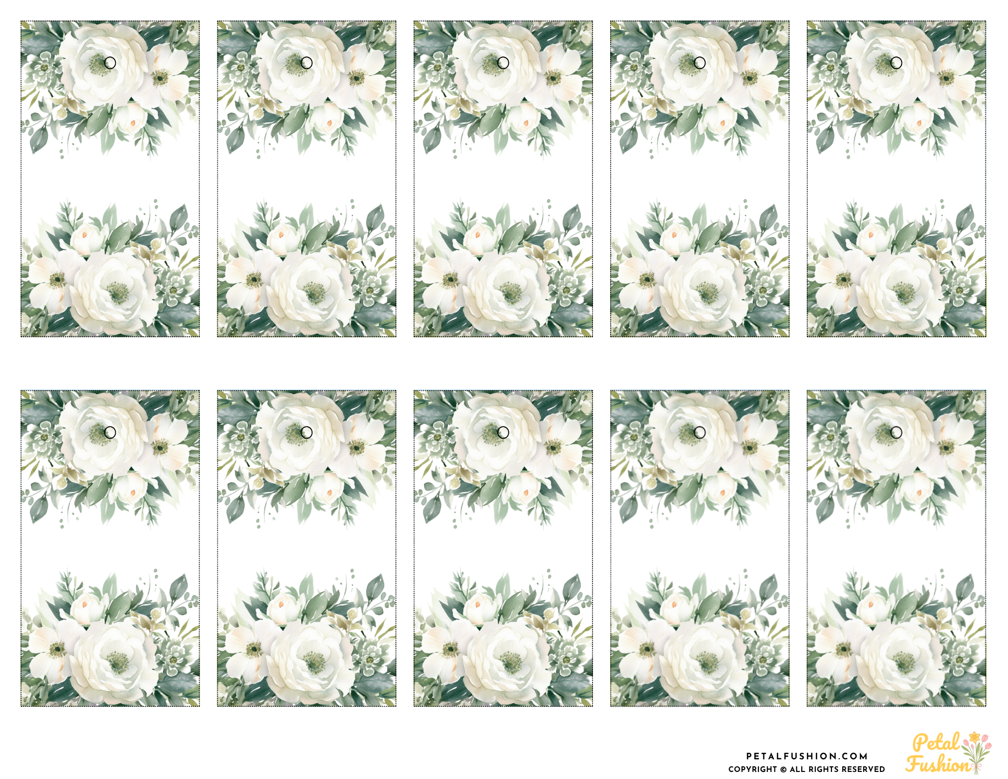 10 Sage & White Florals Gift Tags (Digital Download)