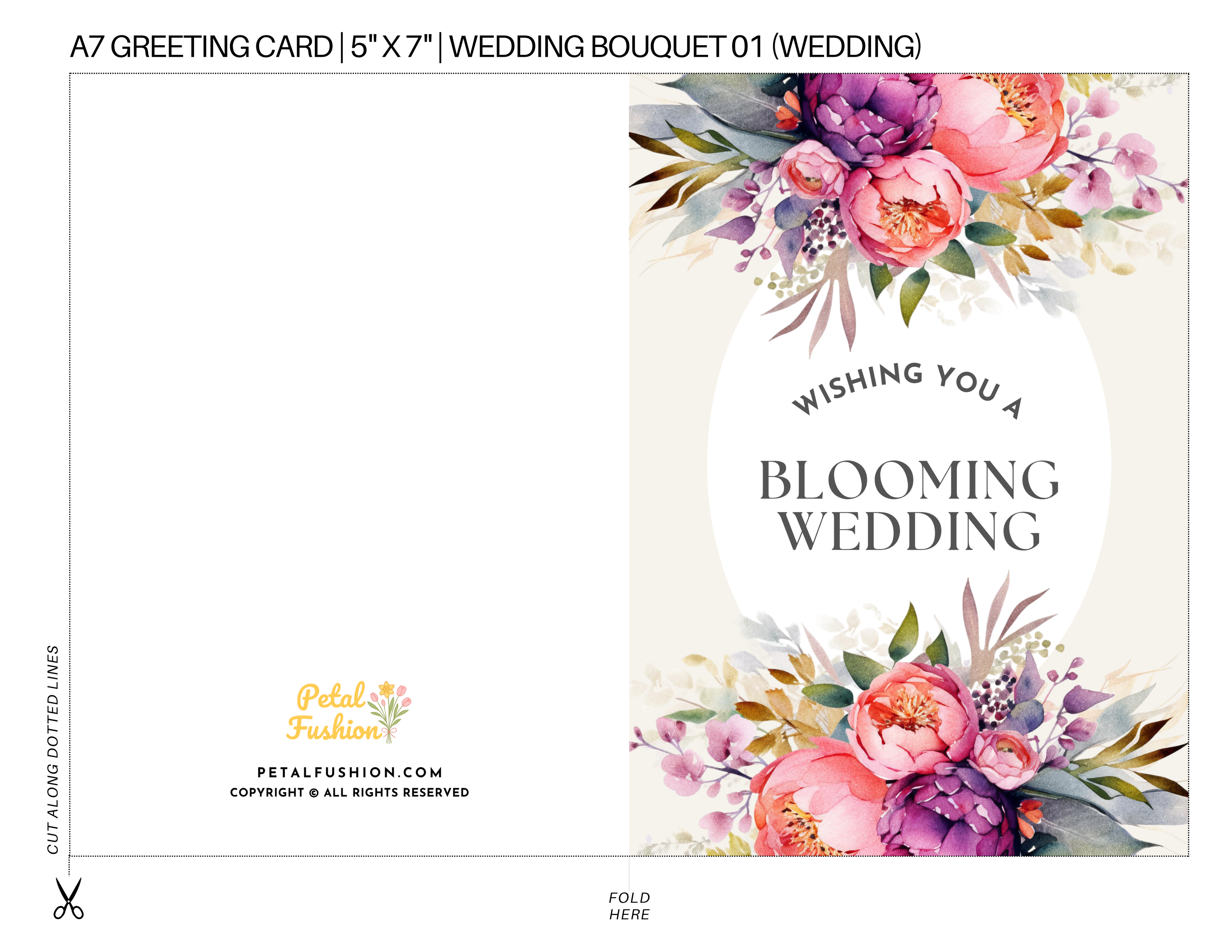 Wedding Bouquet Foldable Greeting Card - A7 (Digital Download) 01