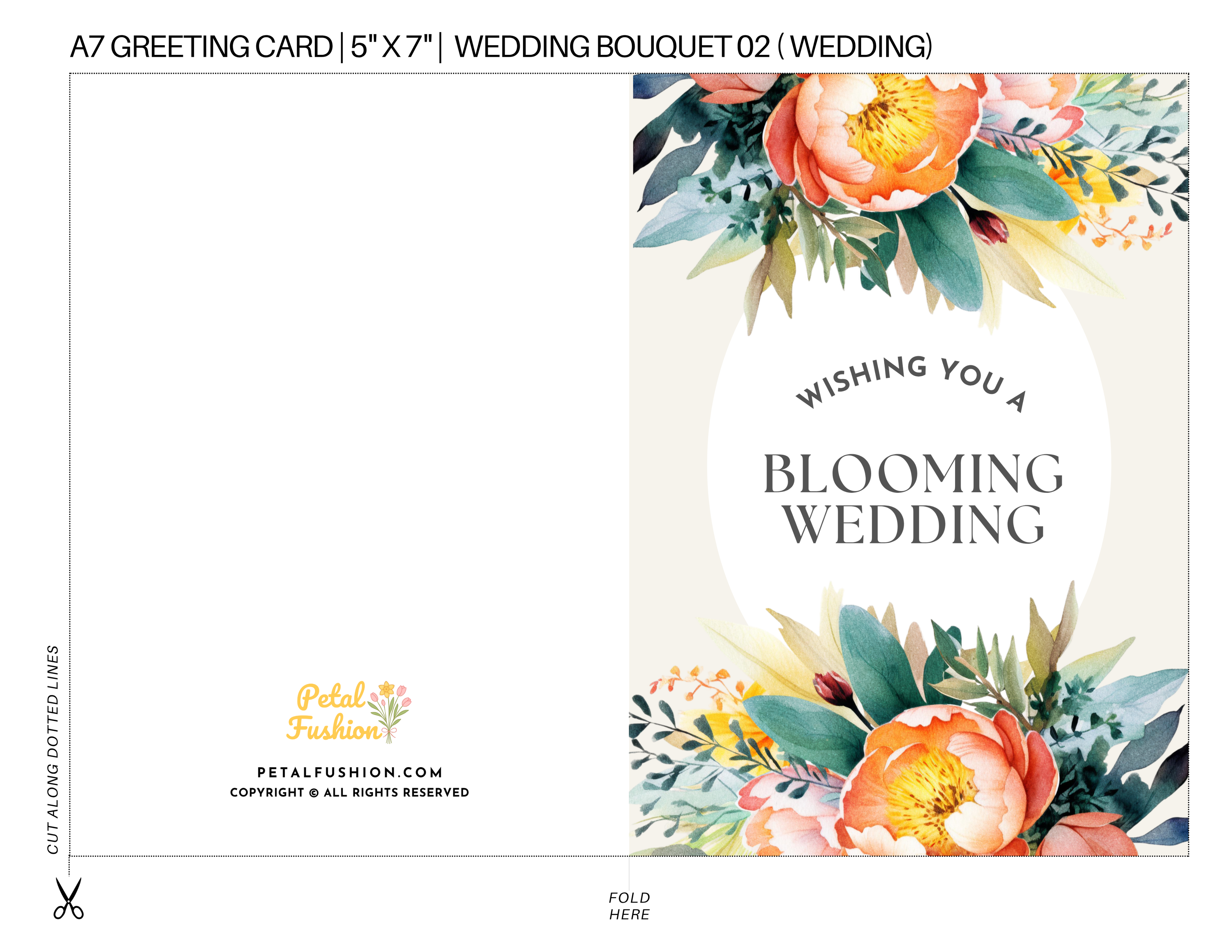 Wedding Bouquet Foldable Greeting Card - A7 (Digital Download) 02