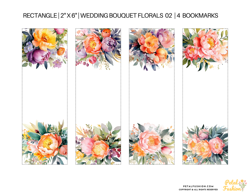 4 Wedding Bouquet Bookmarks (Digital Download) 02