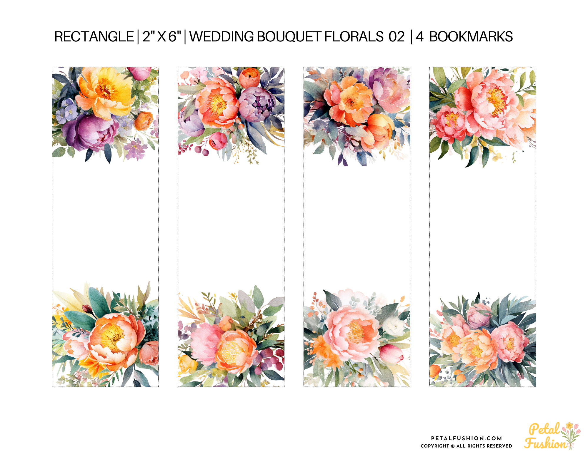4 Wedding Bouquet Bookmarks (Digital Download) 02