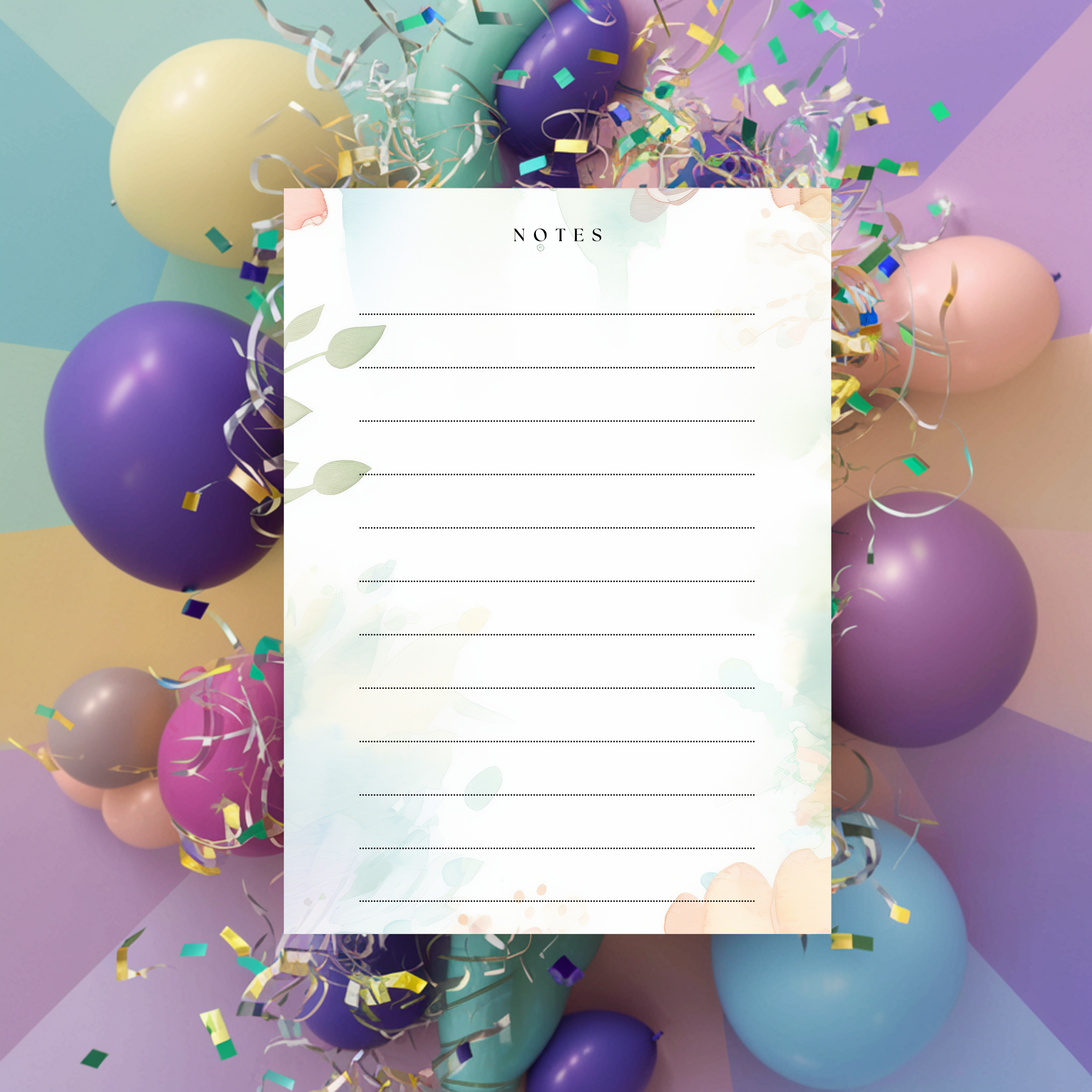 Floral Textures Lined Note Cards (Digital Download)