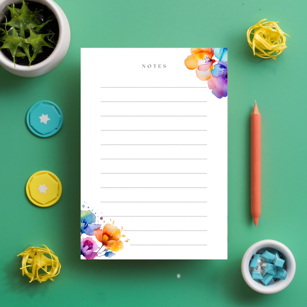 Abstract Florals Printable Lined Note Cards (Digital Download)